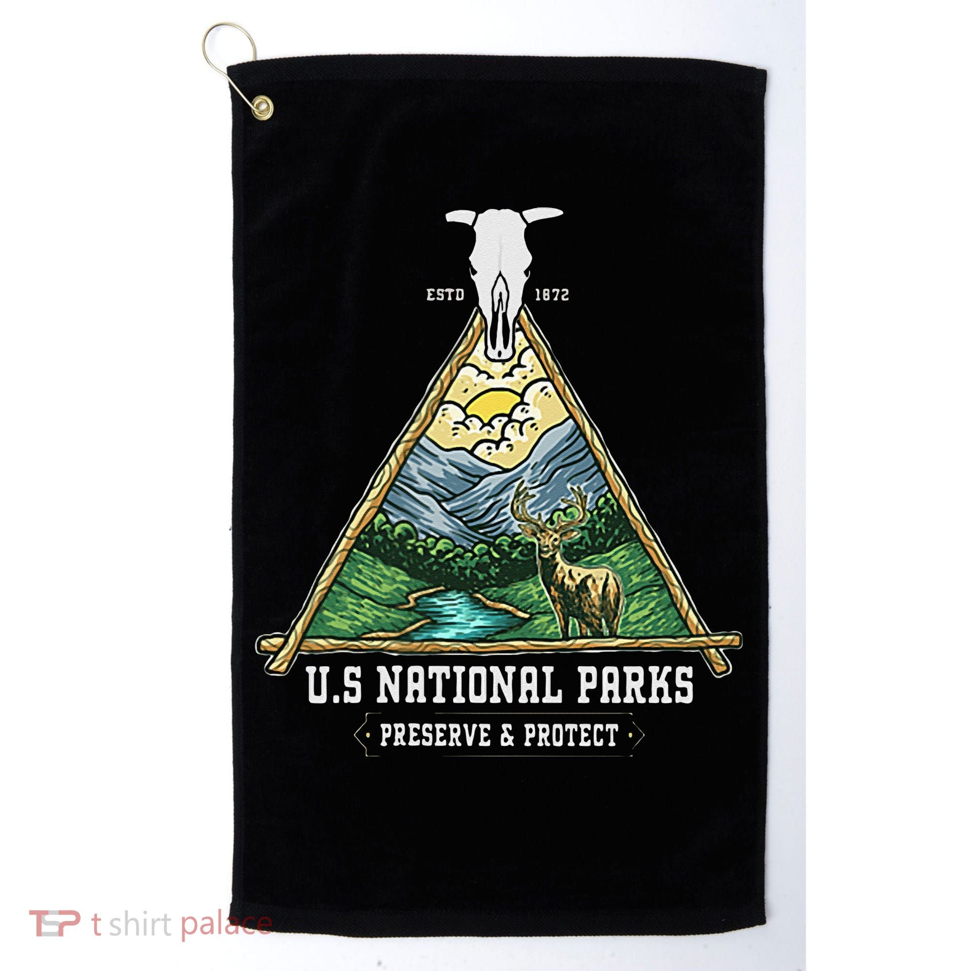 Retro US National Parks Preserve And Protect Outdoor Golf Towel