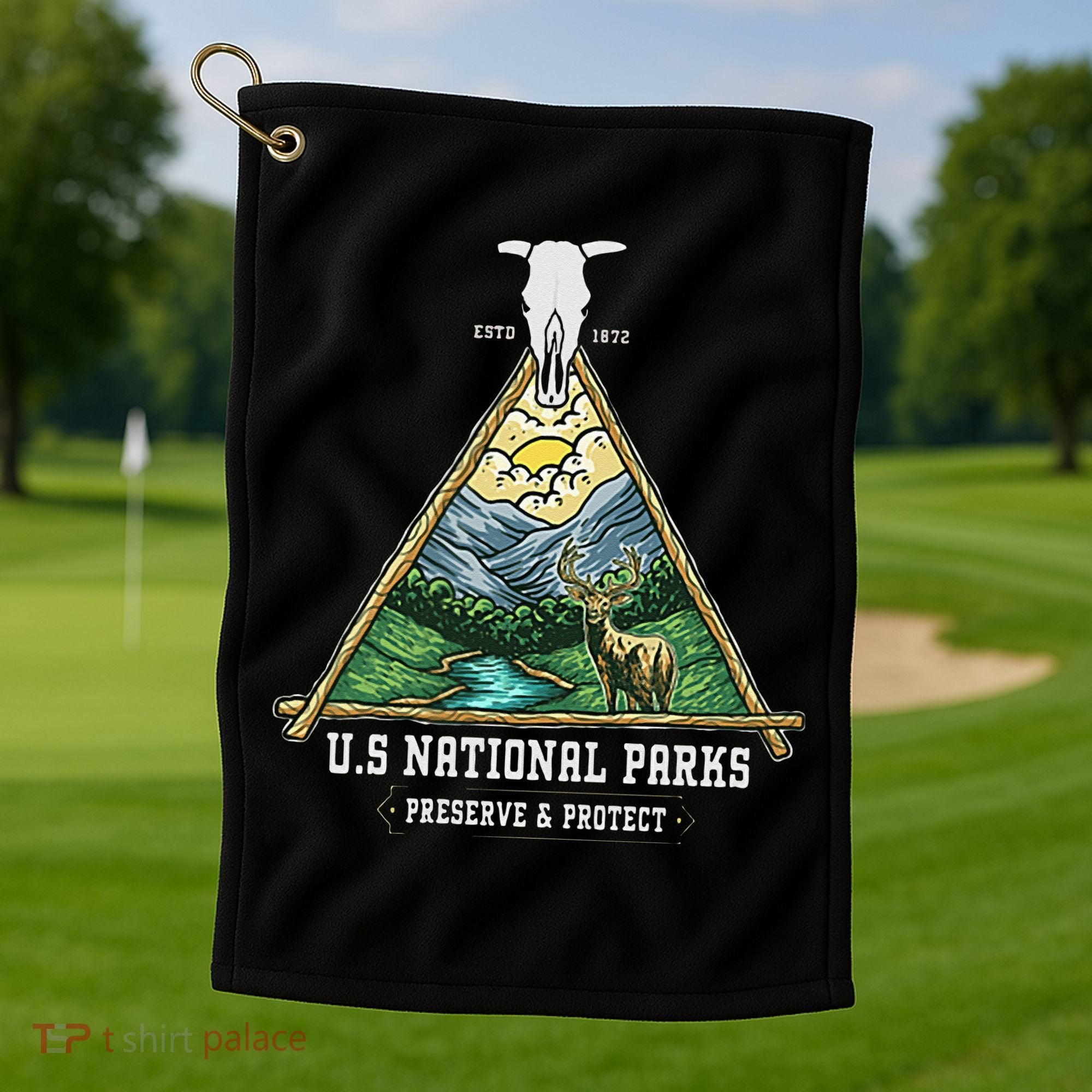 Retro US National Parks Preserve And Protect Outdoor Golf Towel