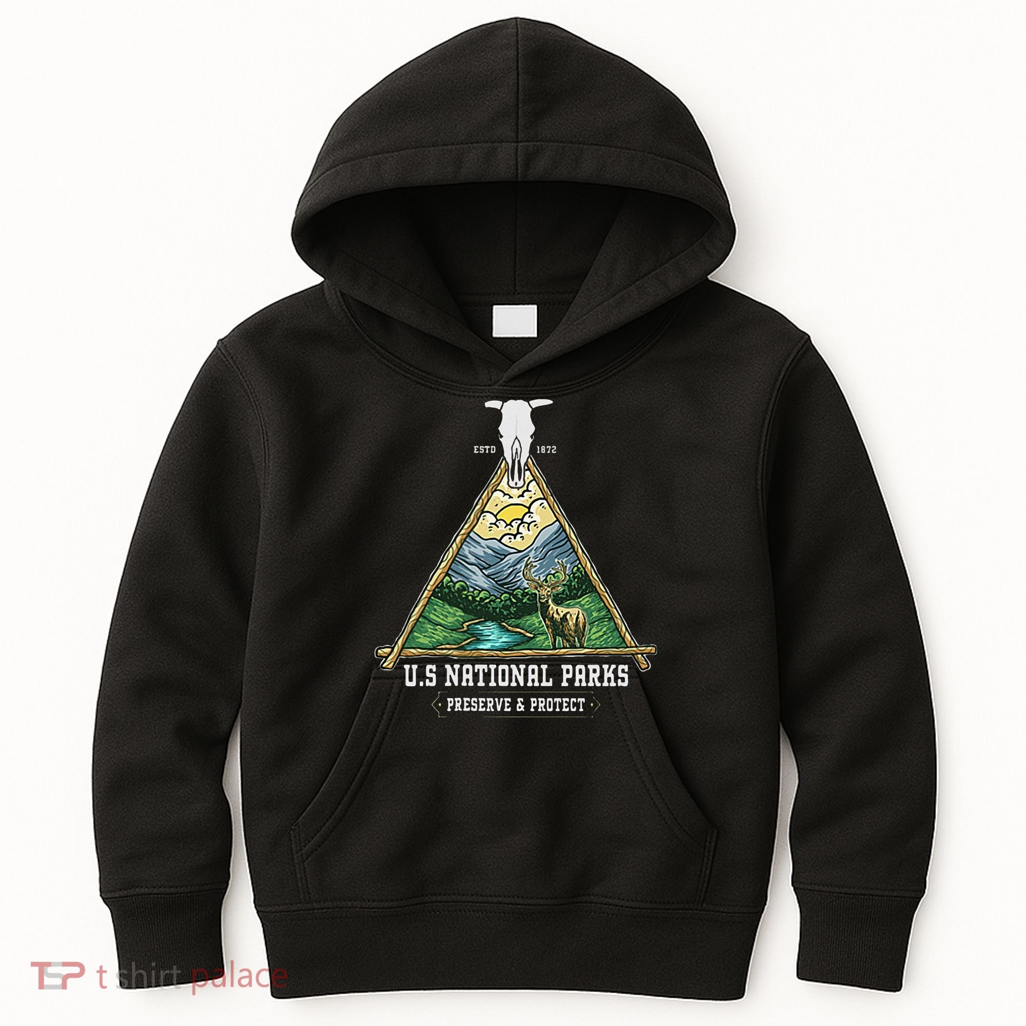 Retro US National Parks Preserve And Protect Outdoor Kids Hoodie