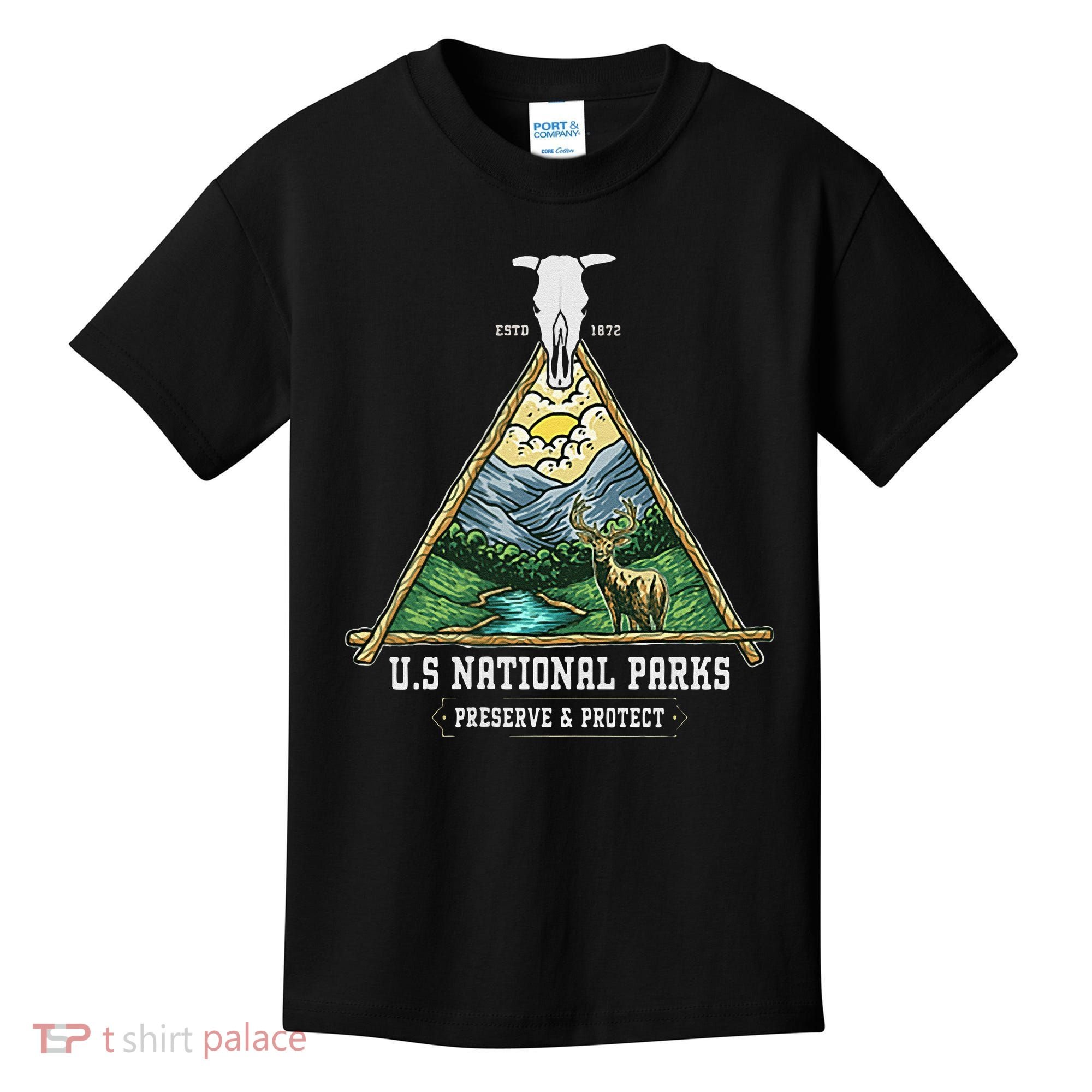 Retro US National Parks Preserve And Protect Outdoor Kids T-Shirt