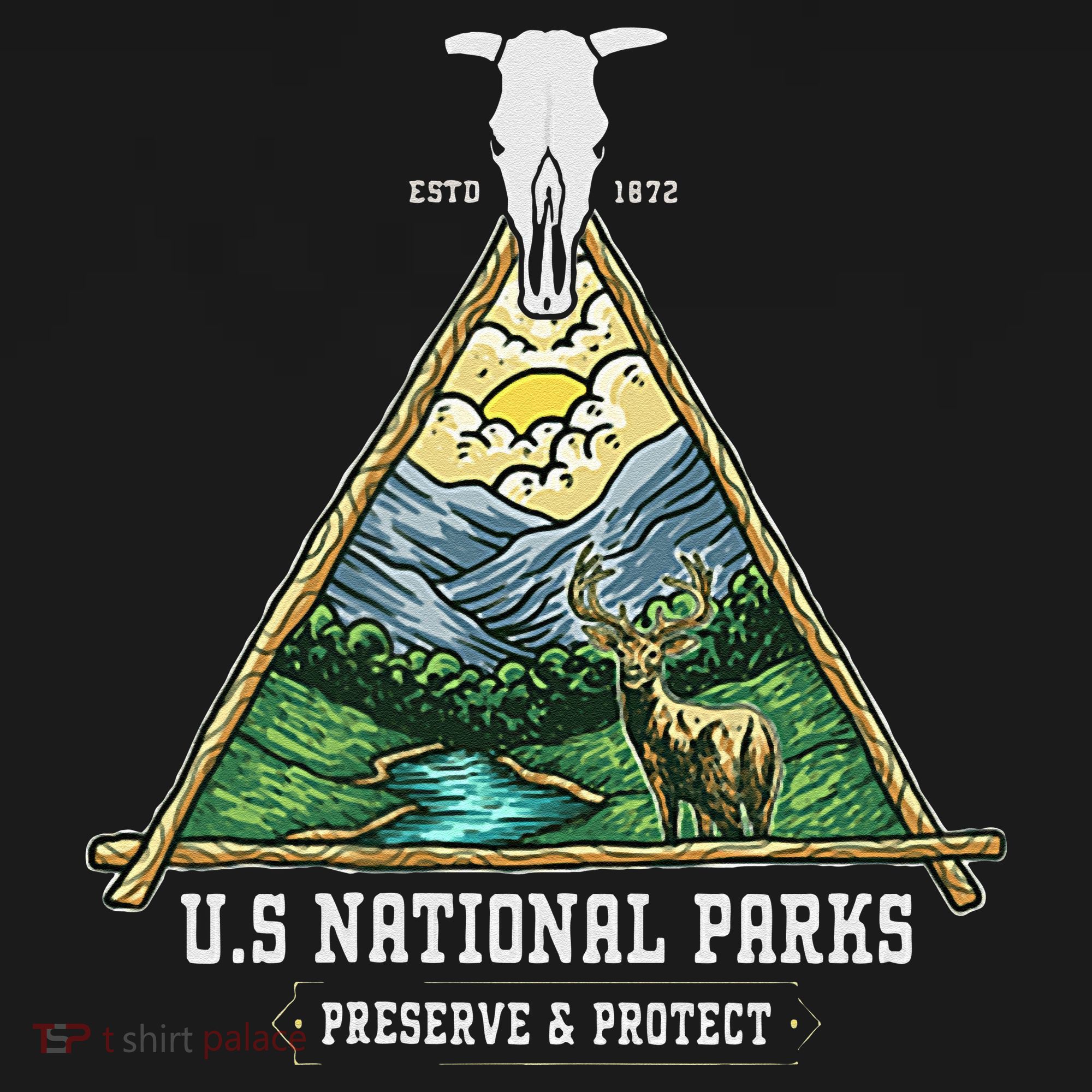 Retro US National Parks Preserve And Protect Outdoor Kids T-Shirt