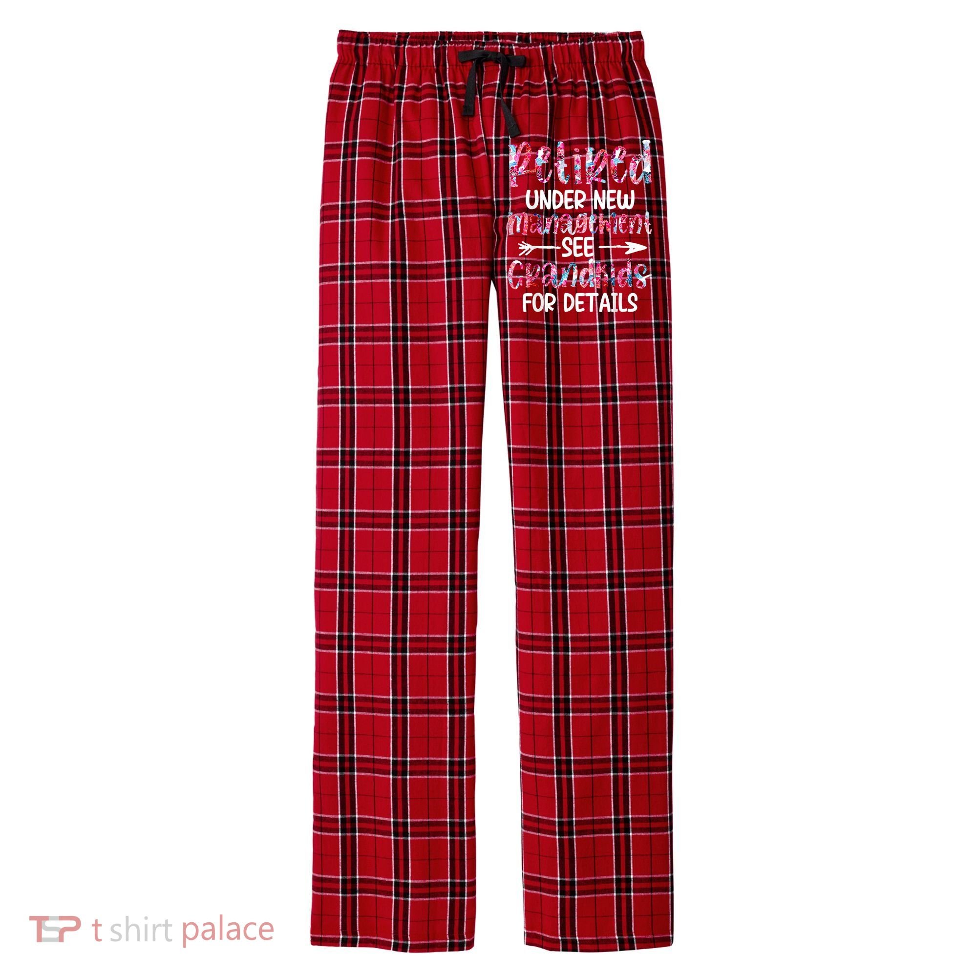 Retired Under New Management See Grandkids, Funny Retirement Men's Flannel Plaid Pajama Pants