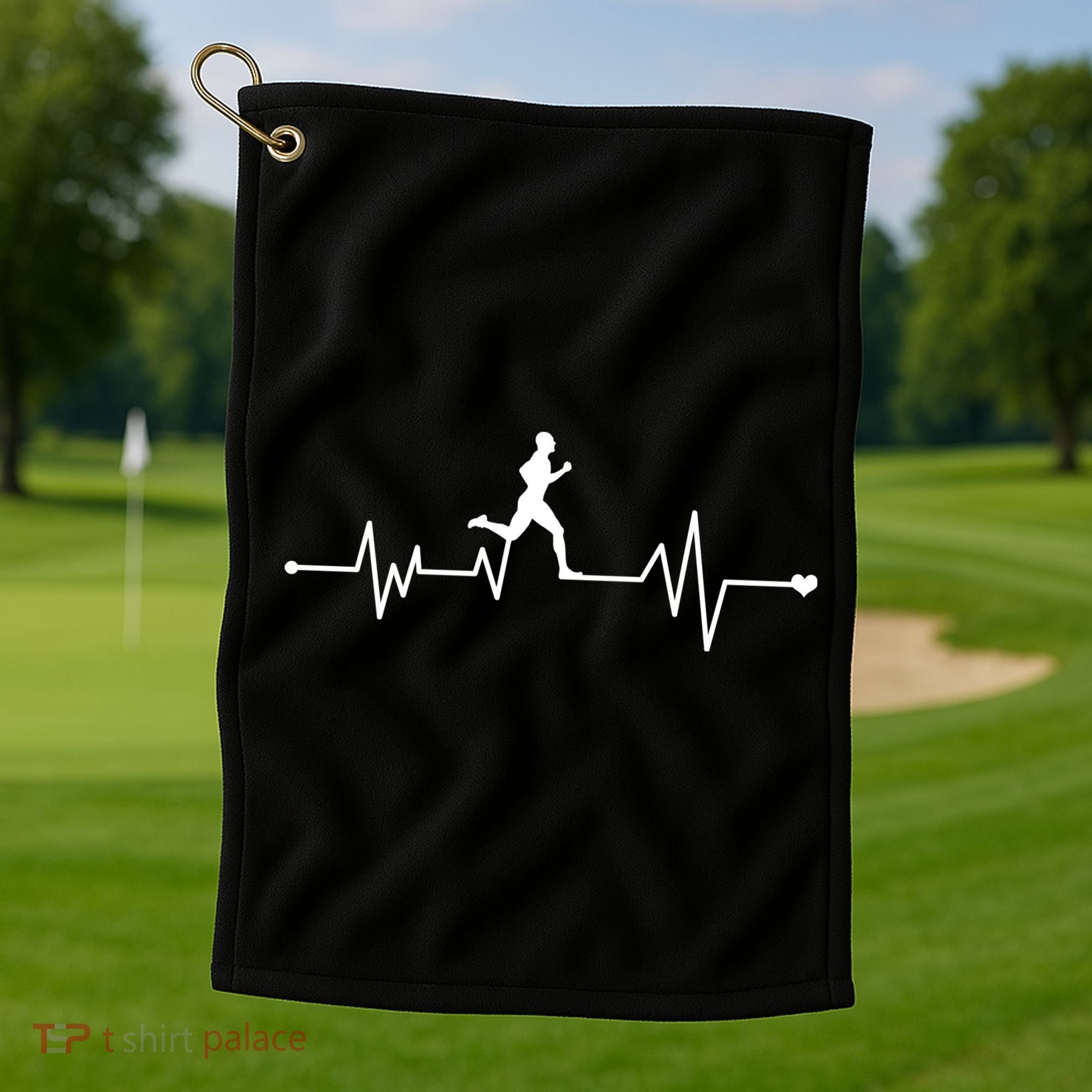 Runner Heartbeat Pulse Golf Towel