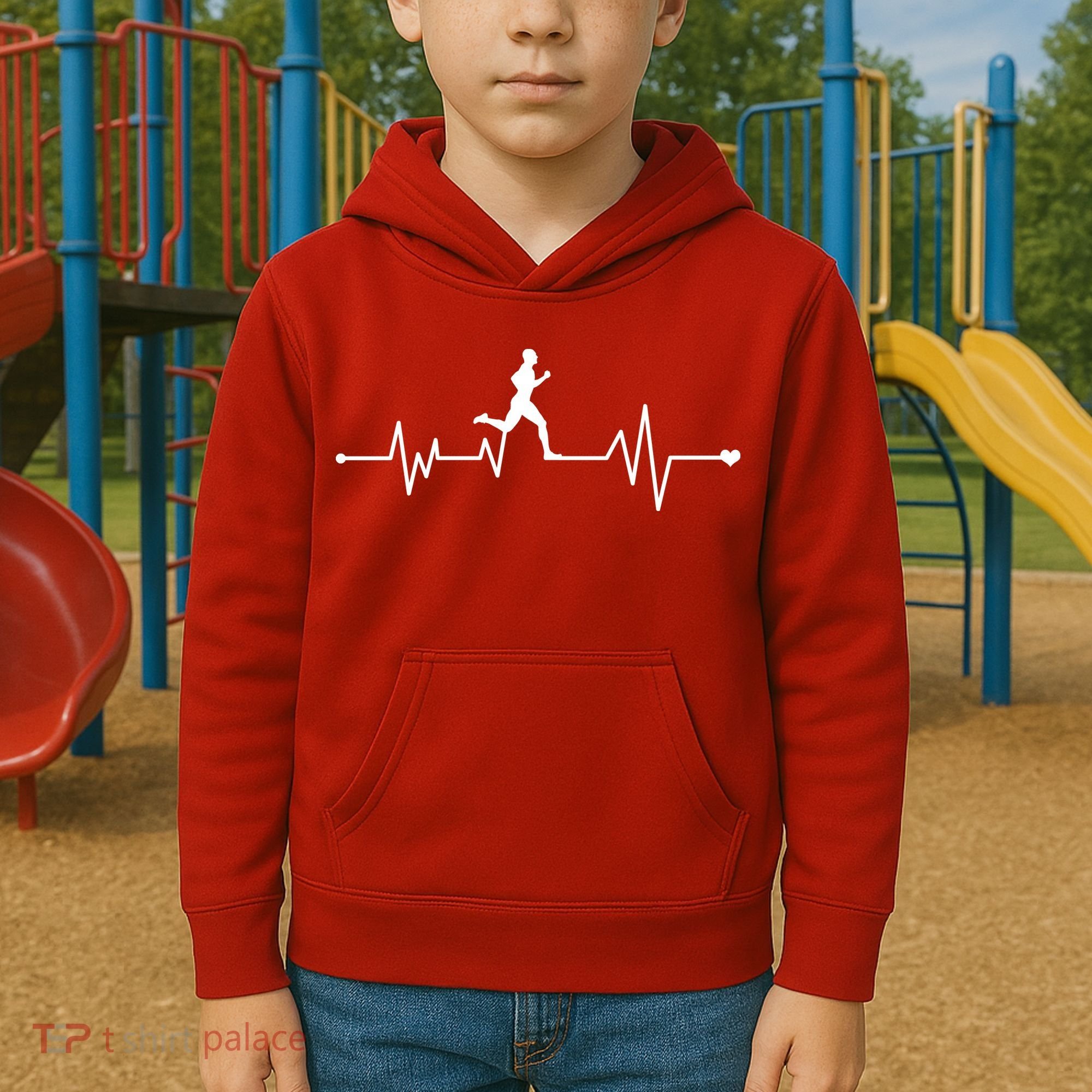 Runner Heartbeat Pulse Kids Hoodie