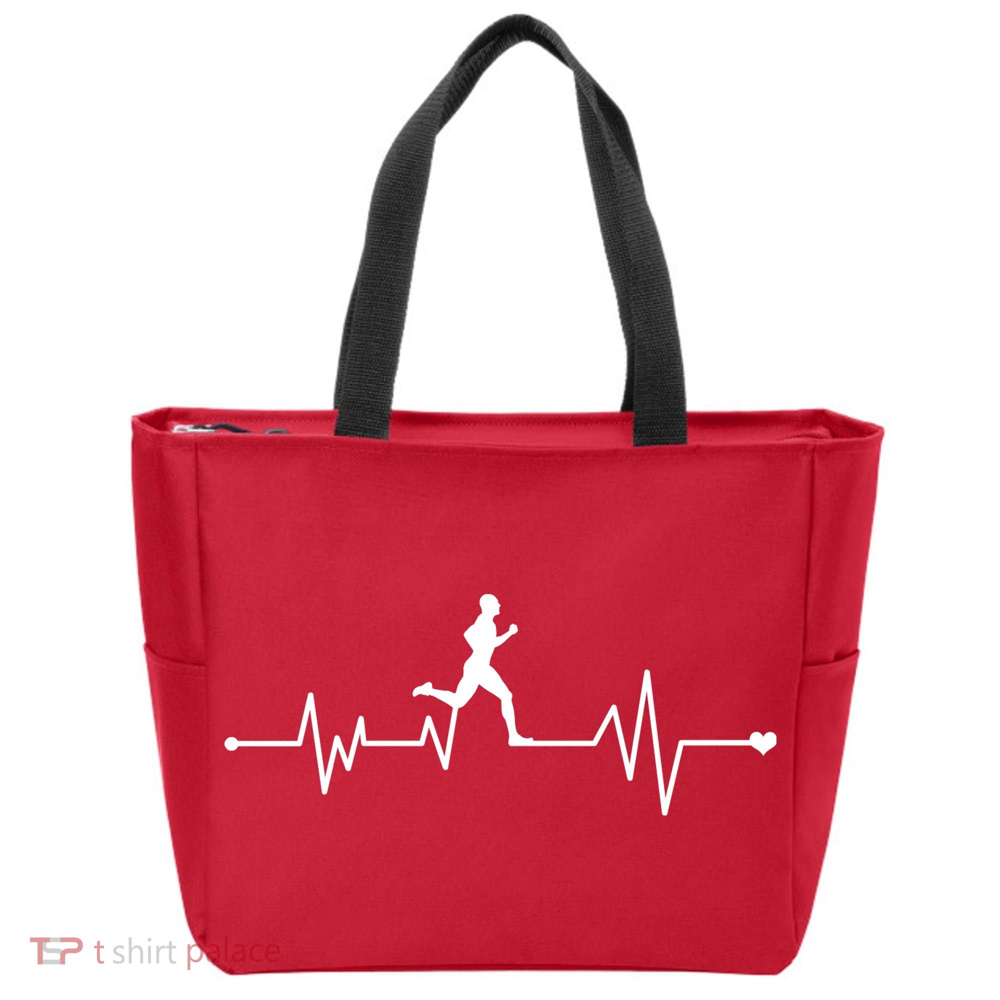 Runner Heartbeat Pulse Tote Bag