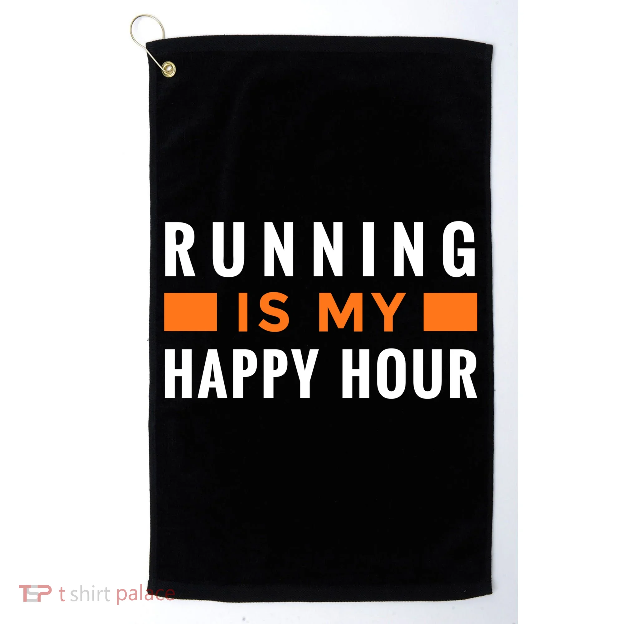 Running Is My Happy Hour Golf Towel