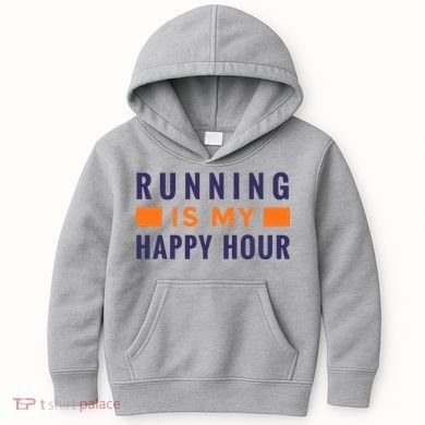 Running Is My Happy Hour Kids Hoodie
