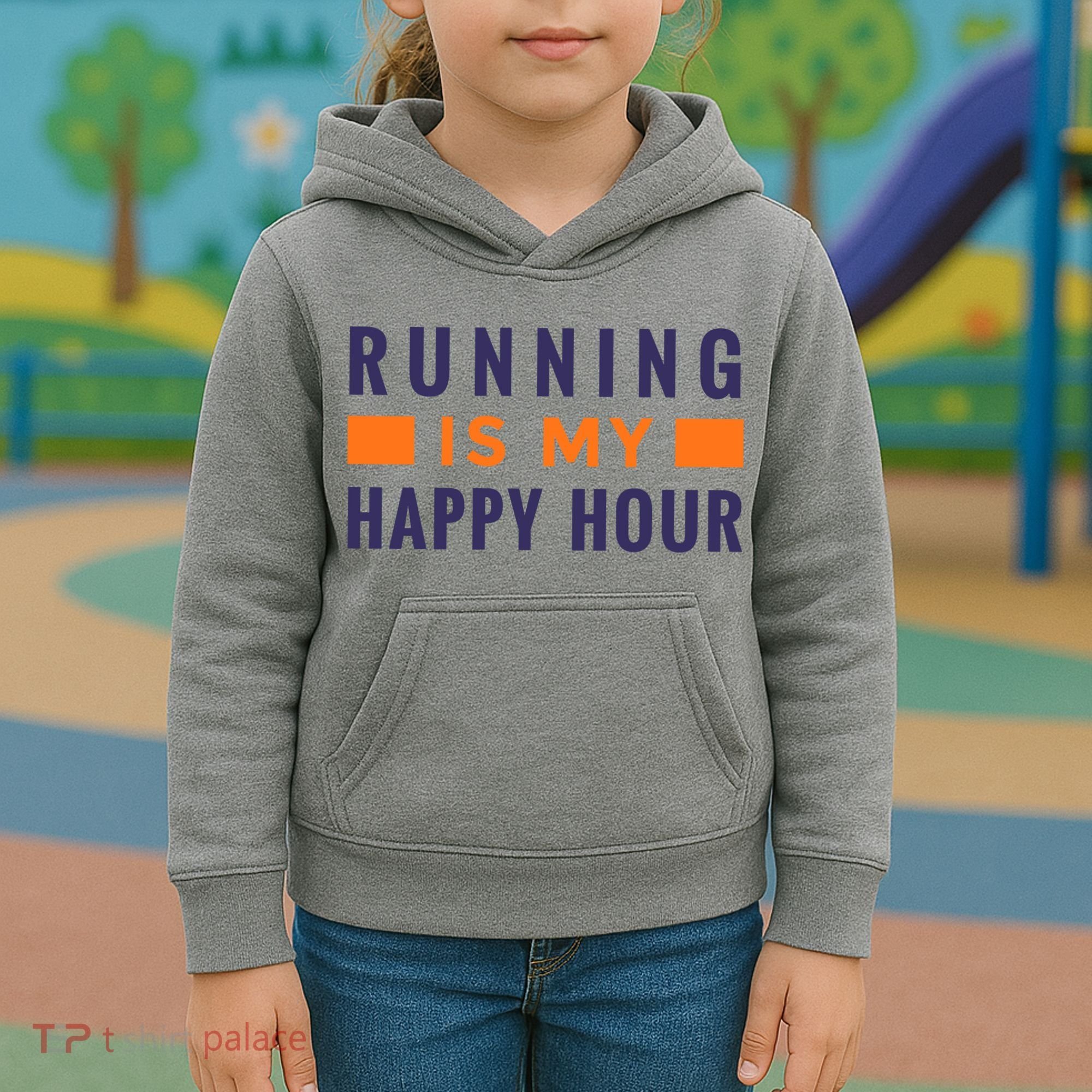 Running Is My Happy Hour Kids Hoodie