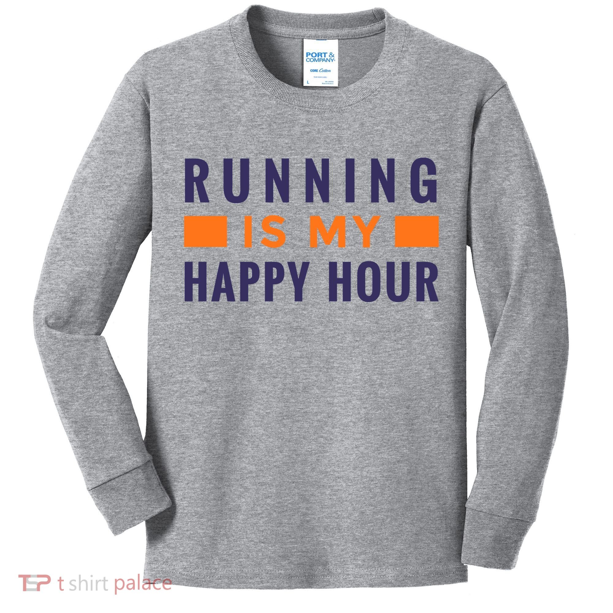 Running Is My Happy Hour Kids Long Sleeve Shirt