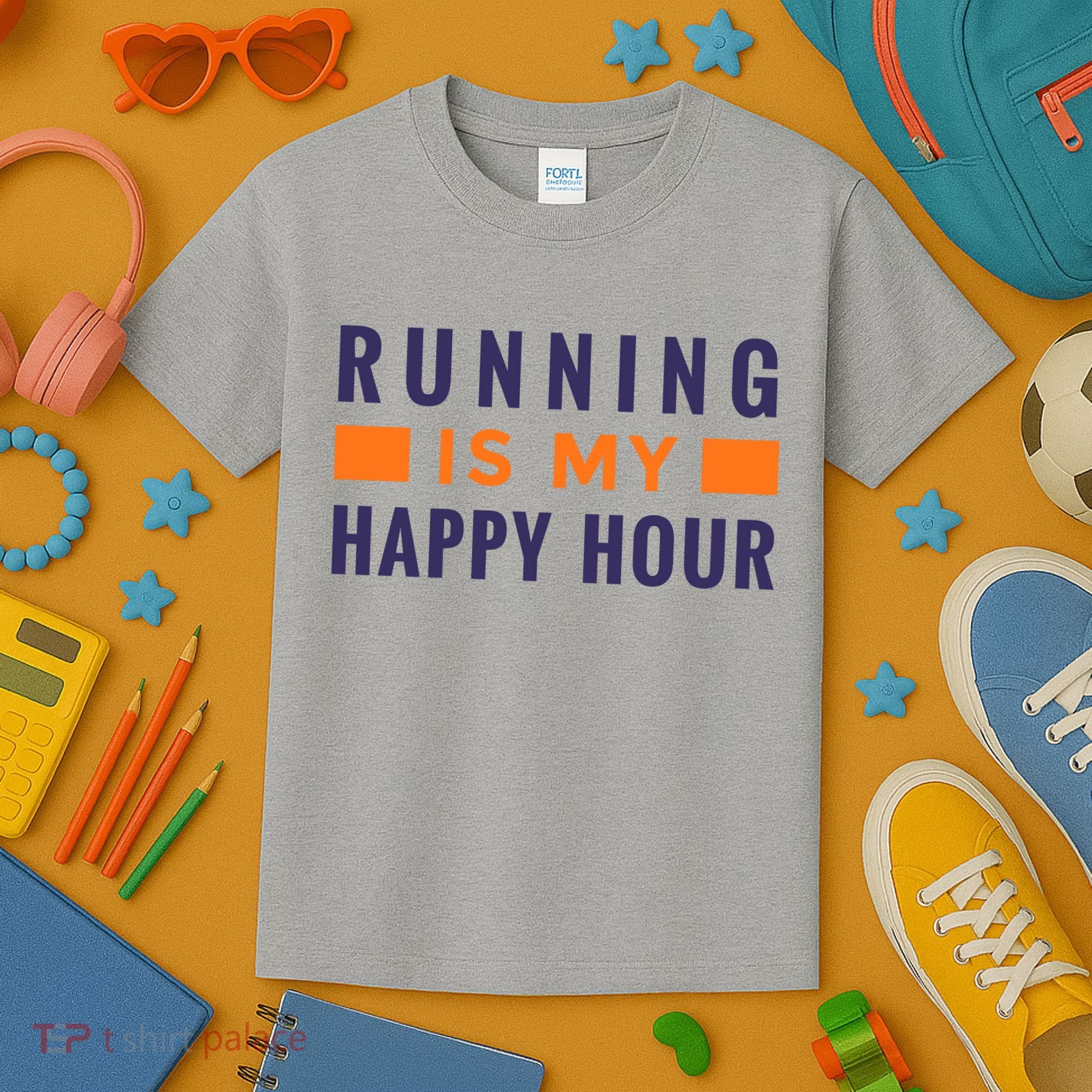 Running Is My Happy Hour Kids T-Shirt