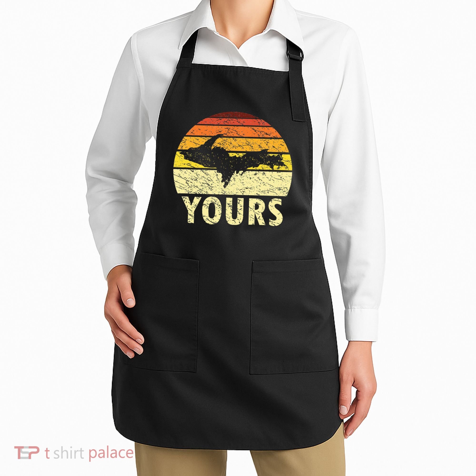 Retro Upper Peninsula UP Yours Yooper Pride Michigan Roots Apron
