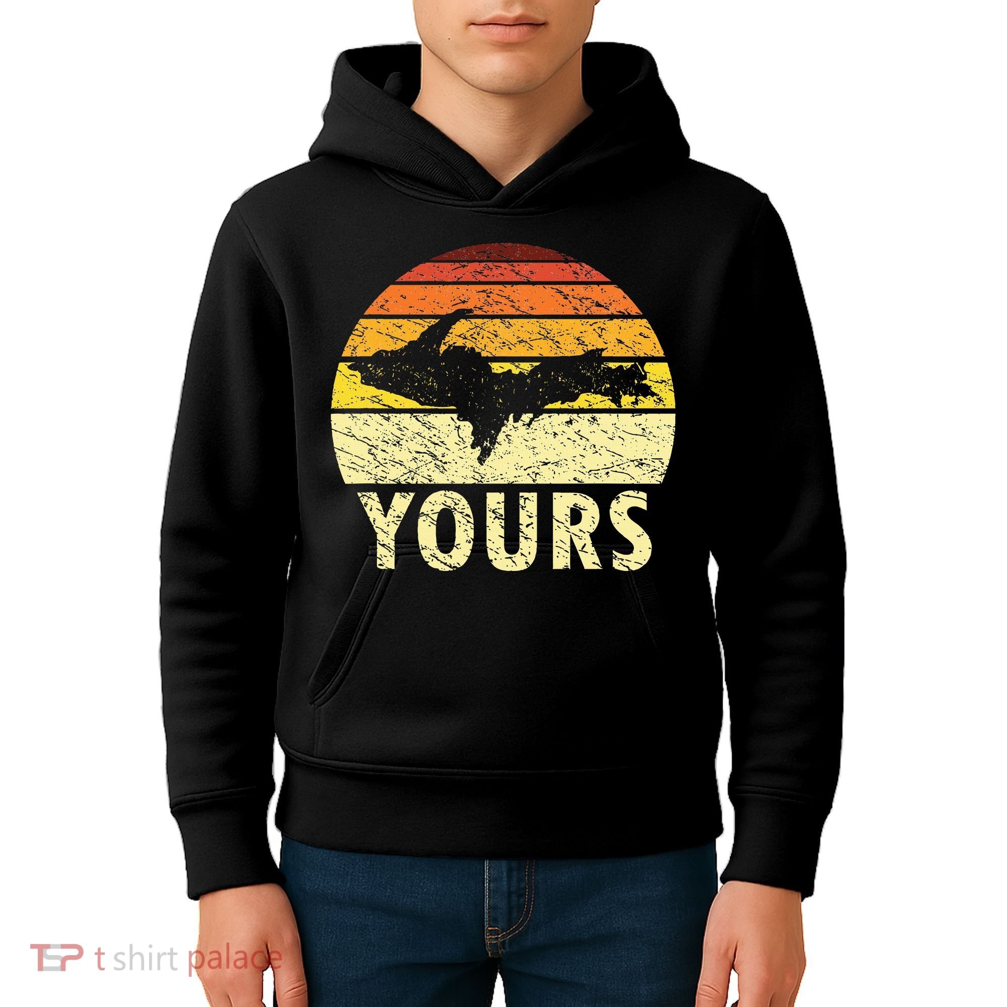 Retro Upper Peninsula UP Yours Yooper Pride Michigan Roots Kids Hoodie