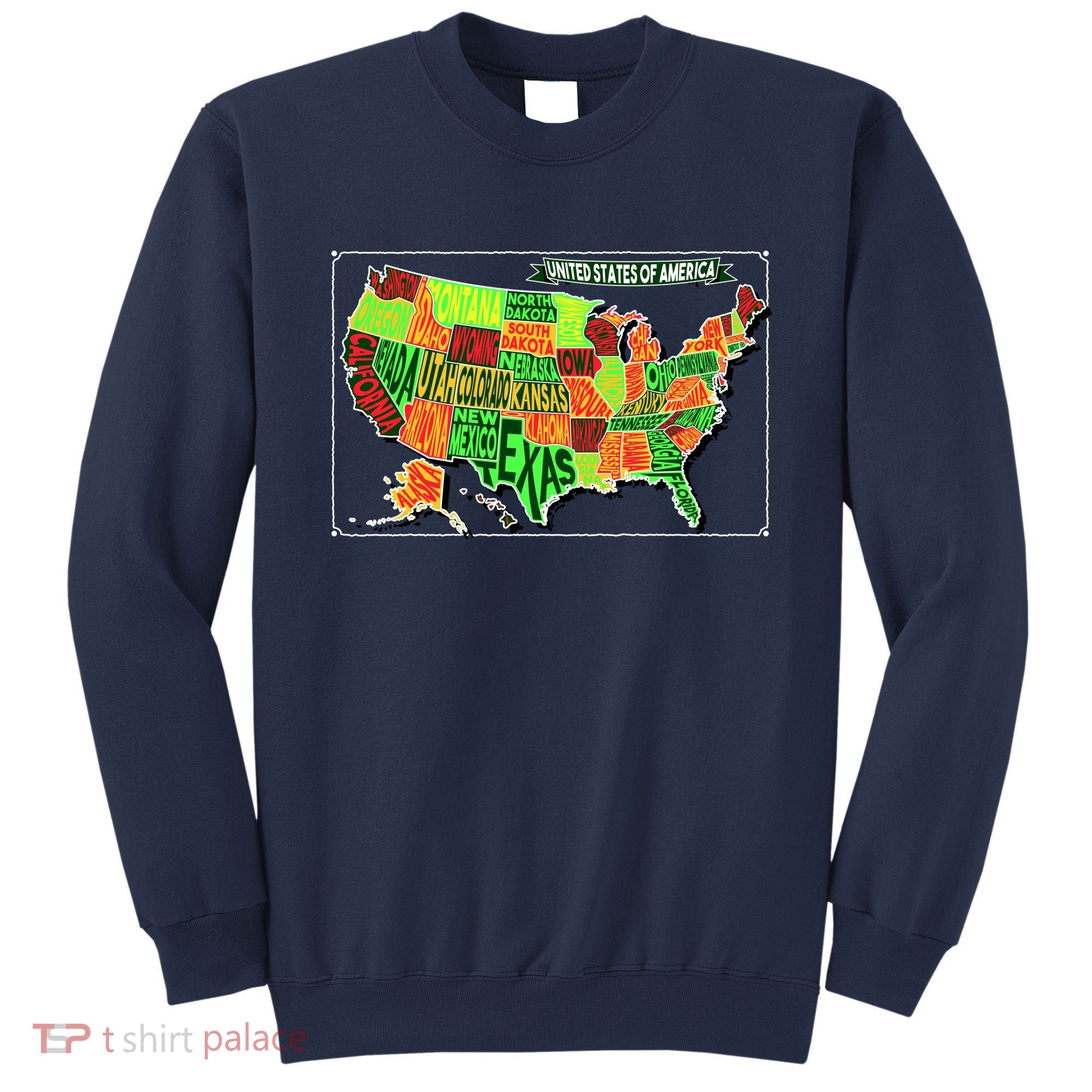 Retro United States Of America Map Sweatshirt