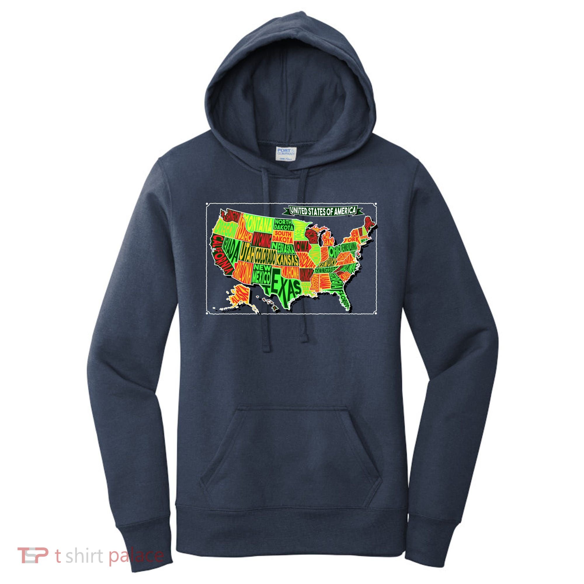 Retro United States Of America Map Women's Hoodie