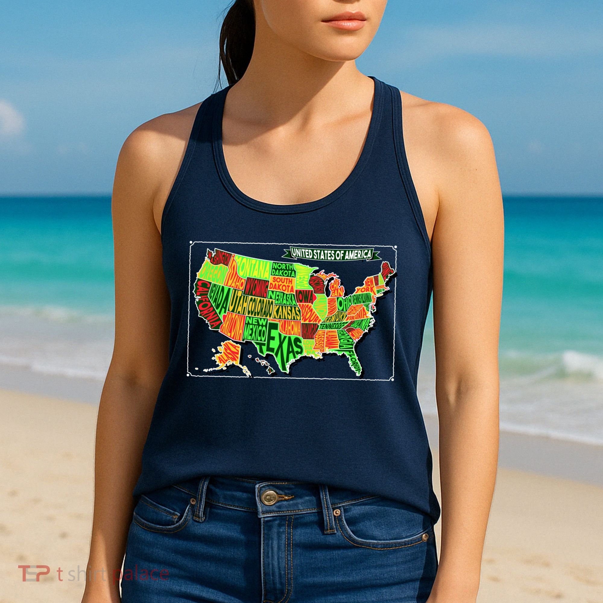Retro United States Of America Map Women's Tank Top