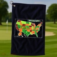 Retro United States Of America Map Golf Towel thumb 1