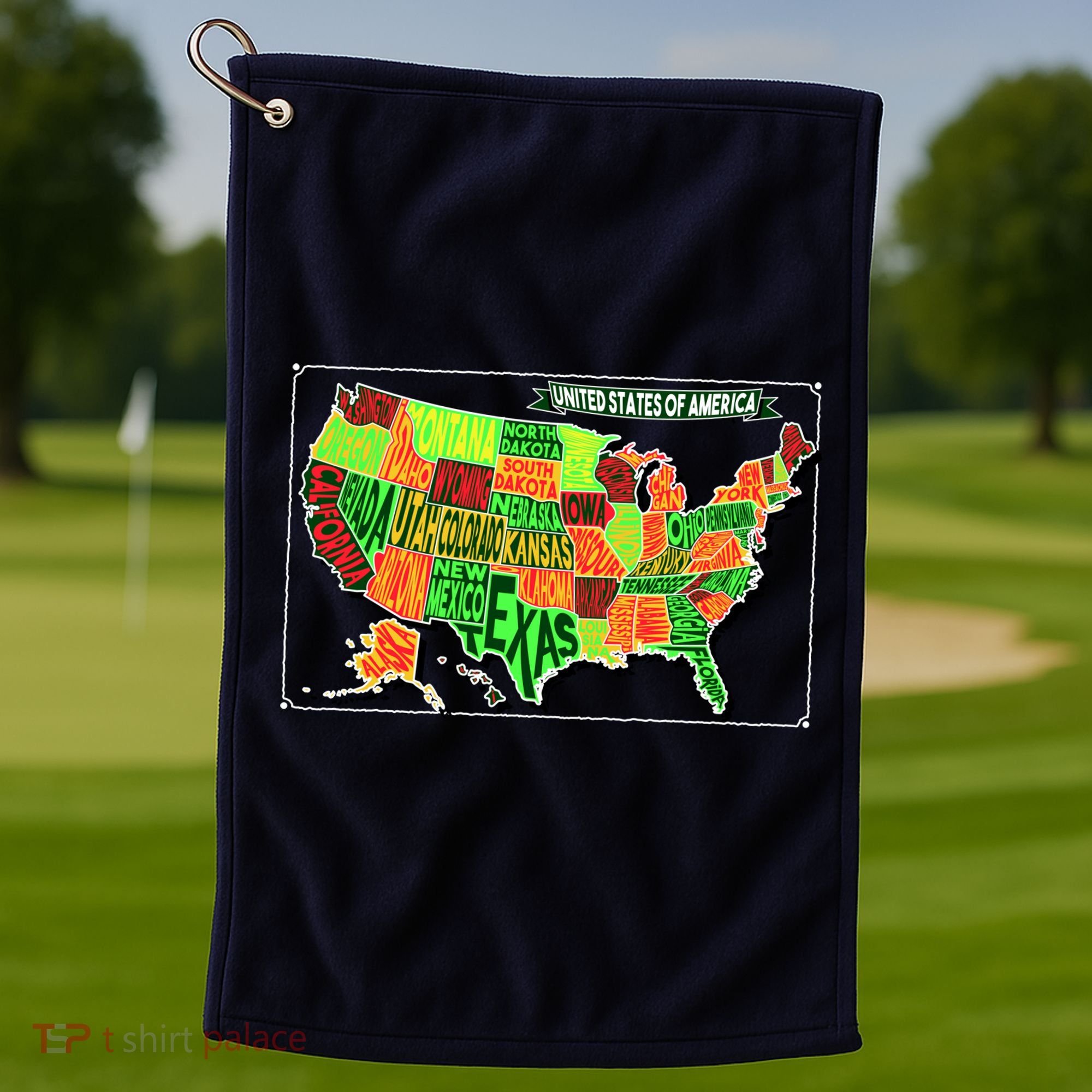 Retro United States Of America Map Golf Towel