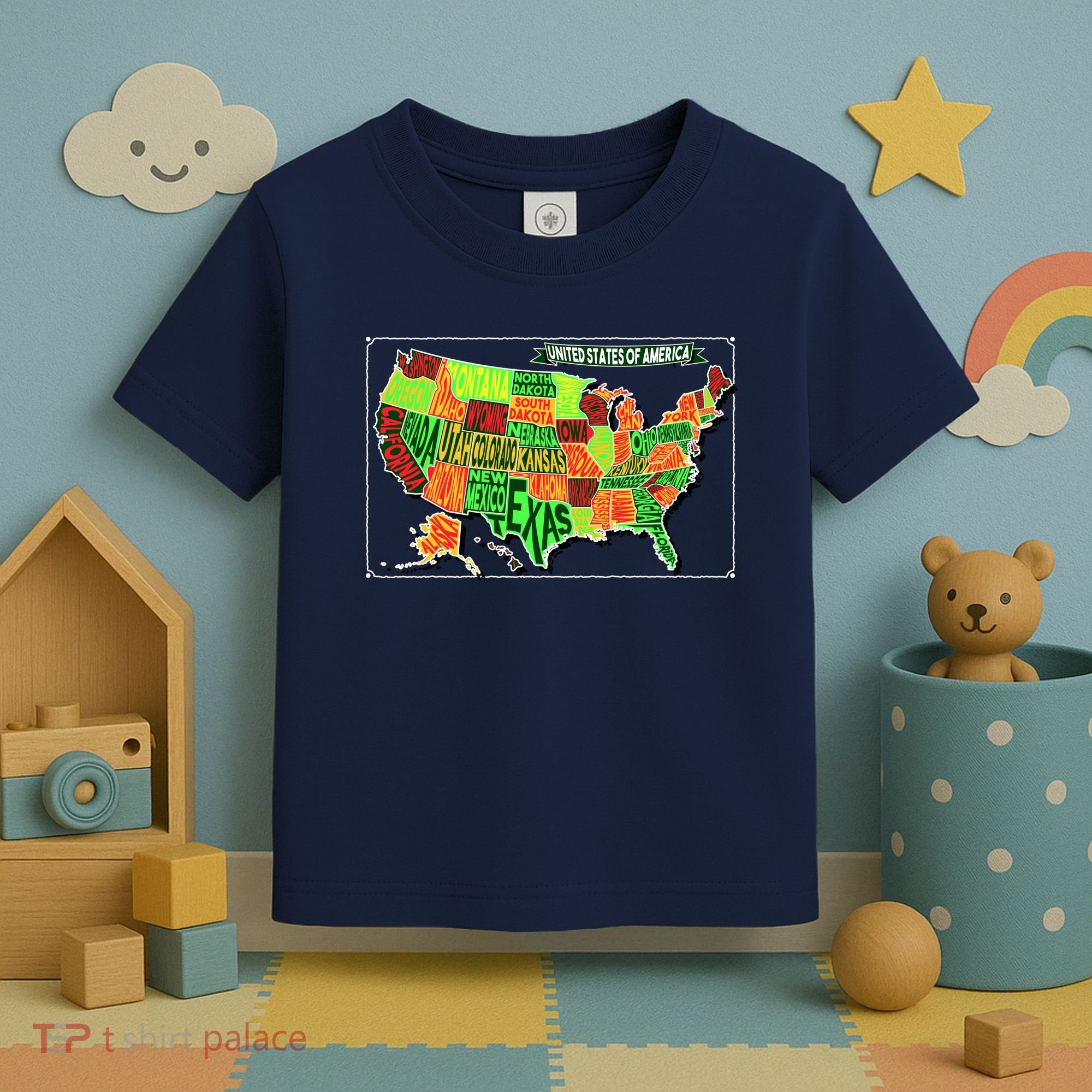 Retro United States Of America Map Toddler T-Shirt