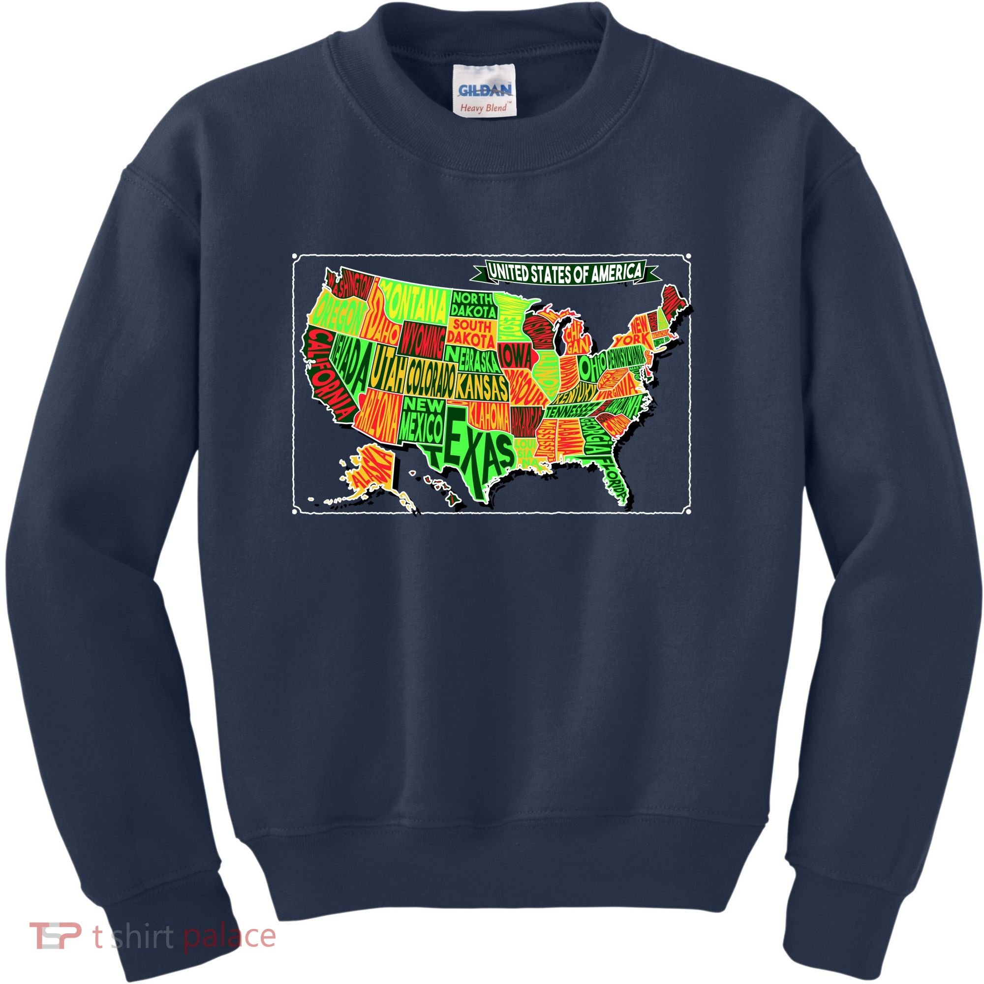 Retro United States Of America Map Kids Sweatshirt