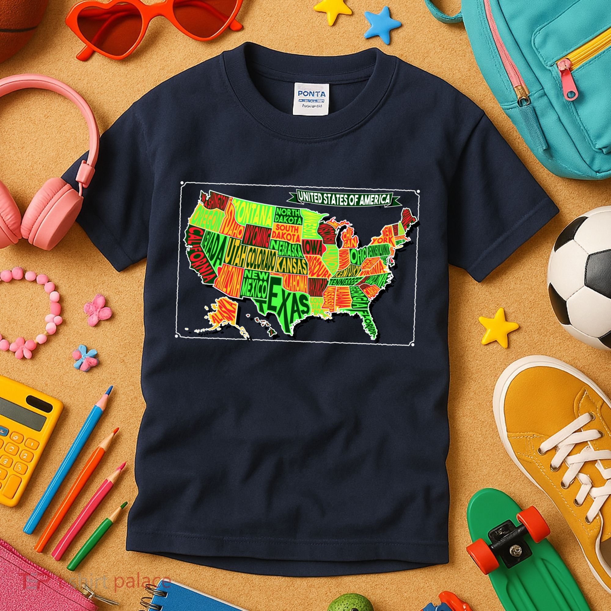 Retro United States Of America Map Kids T-Shirt