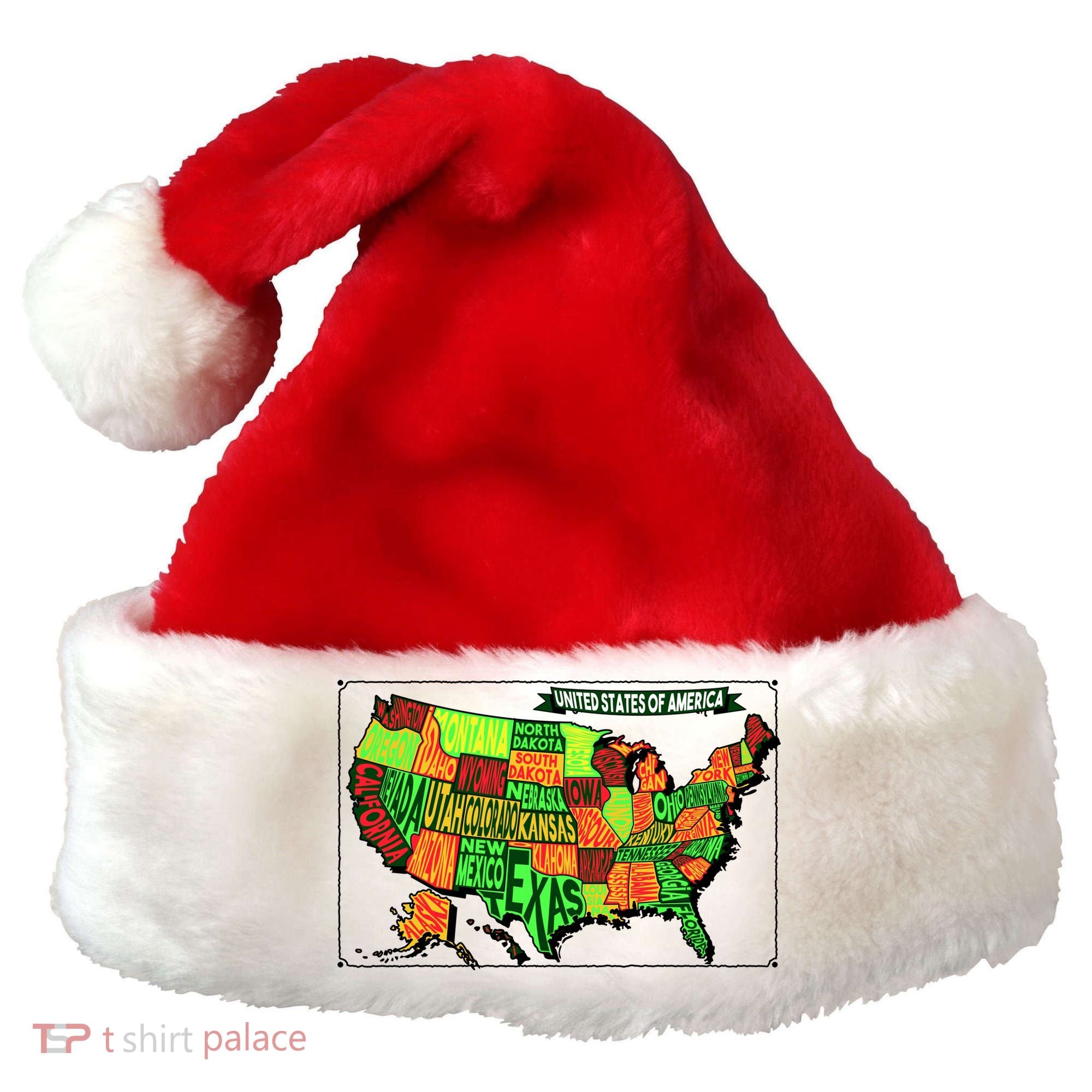 Retro United States Of America Map Santa Hat