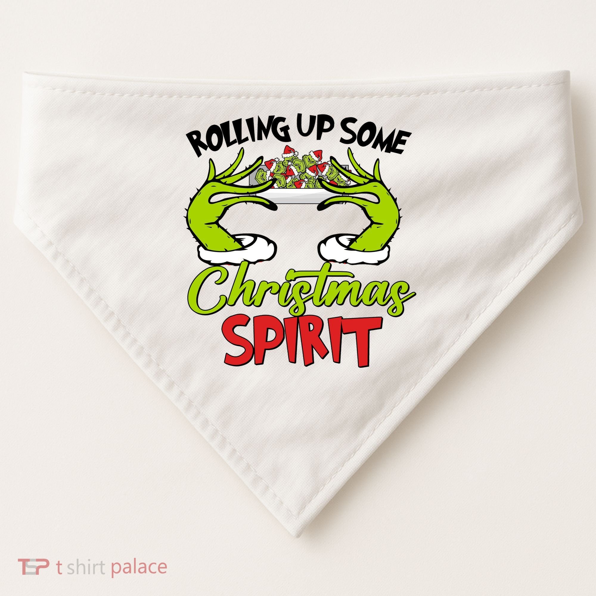 Rollin Up Some Christmas Spirit Merry Grinchmas USA-Made Doggie Bandana