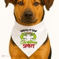 Rollin Up Some Christmas Spirit Merry Grinchmas USA-Made Doggie Bandana thumb 1