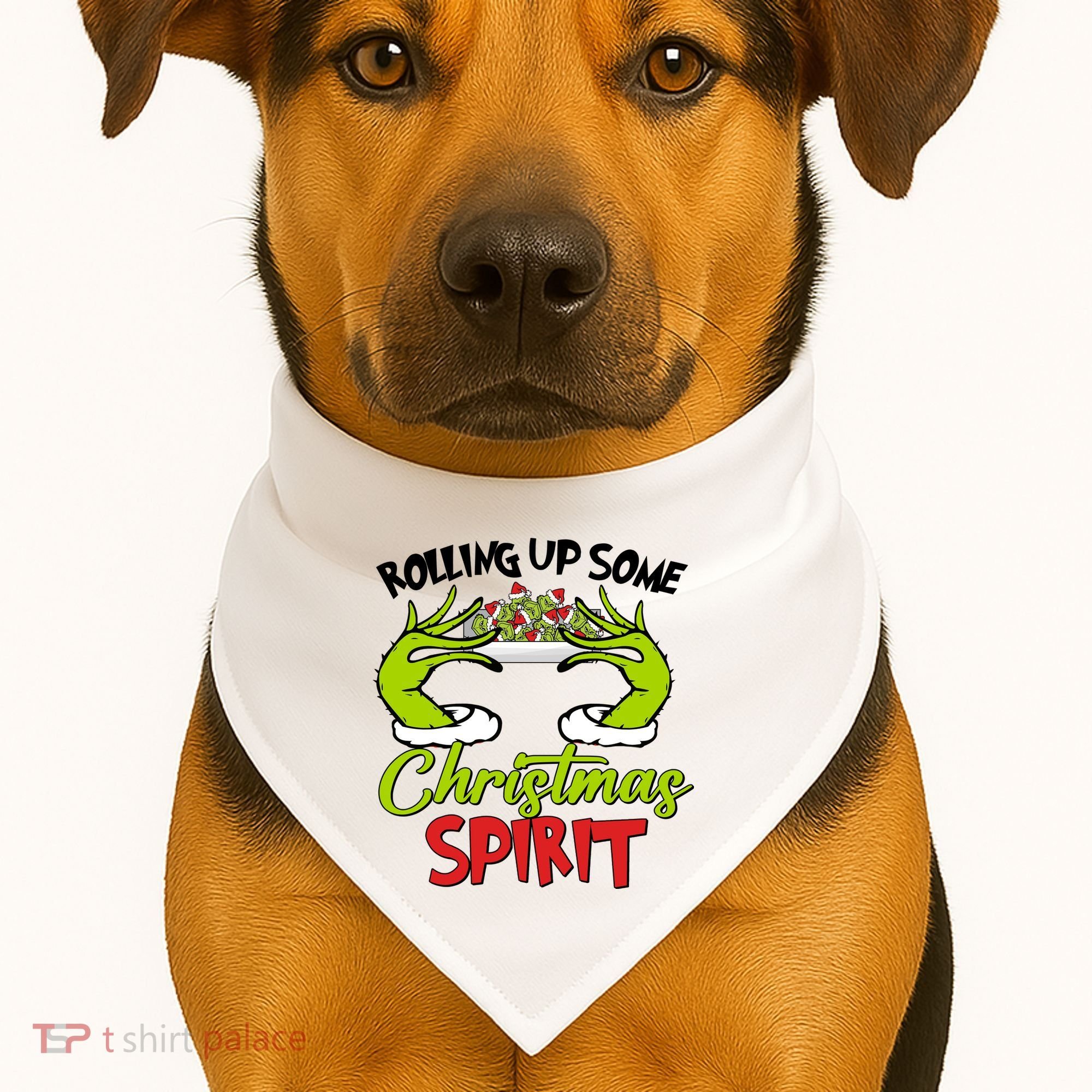 Rollin Up Some Christmas Spirit Merry Grinchmas USA-Made Doggie Bandana
