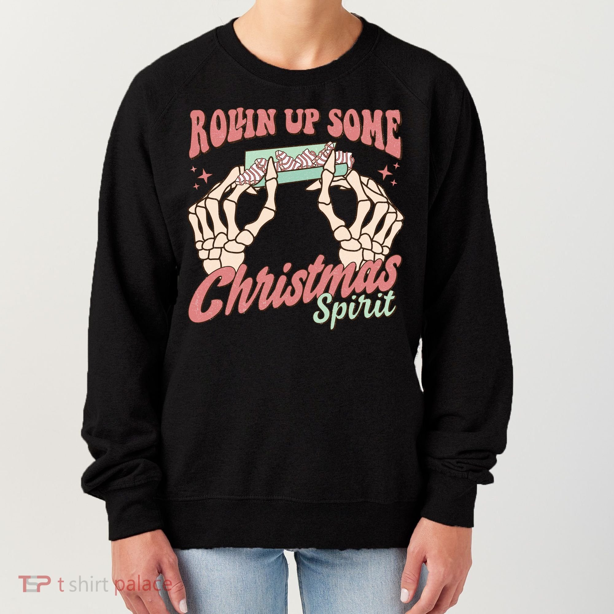 Rollin Up Some Christmas Spirit Funny Marijuana Women's Sweatshirt
