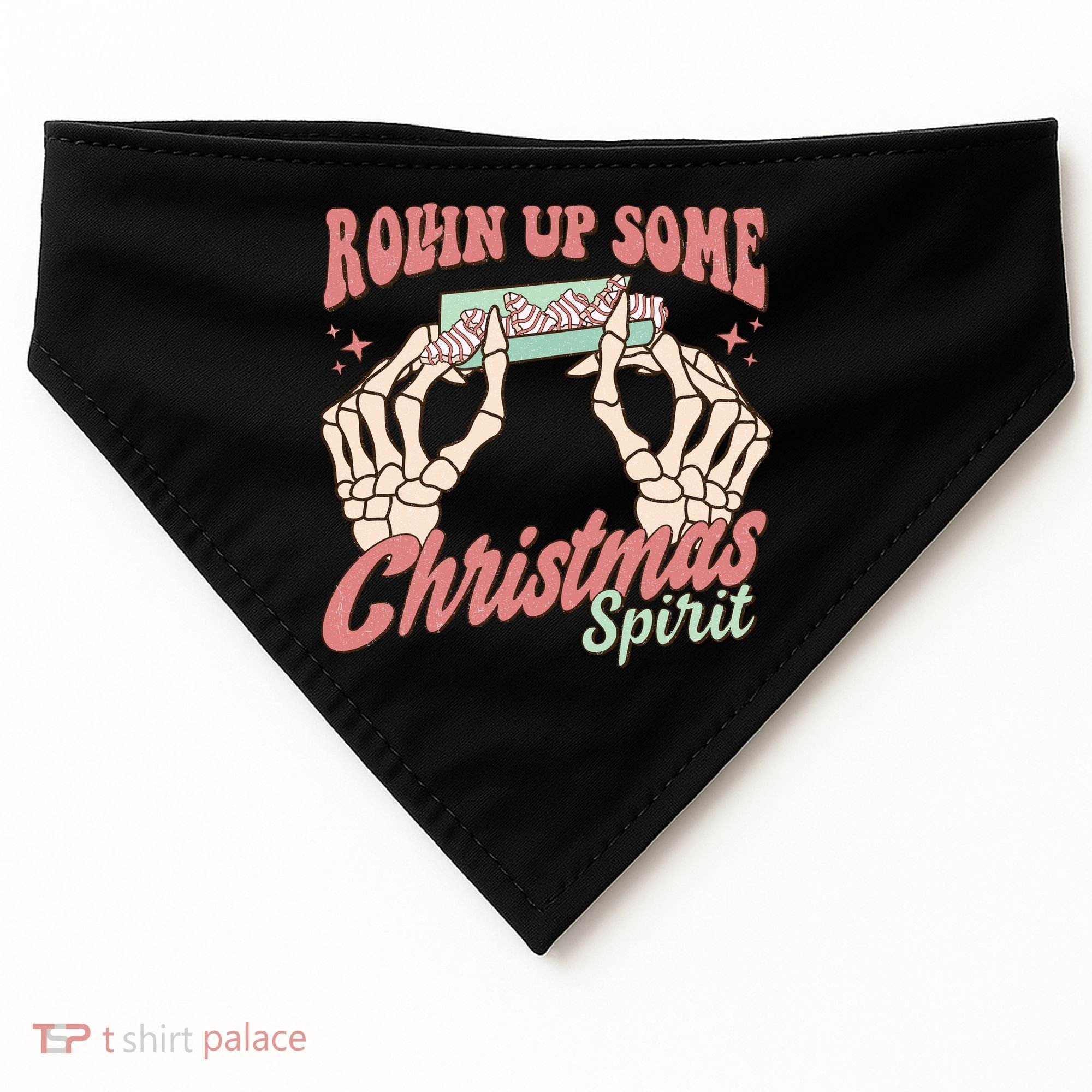Rollin Up Some Christmas Spirit Funny Marijuana USA-Made Doggie Bandana
