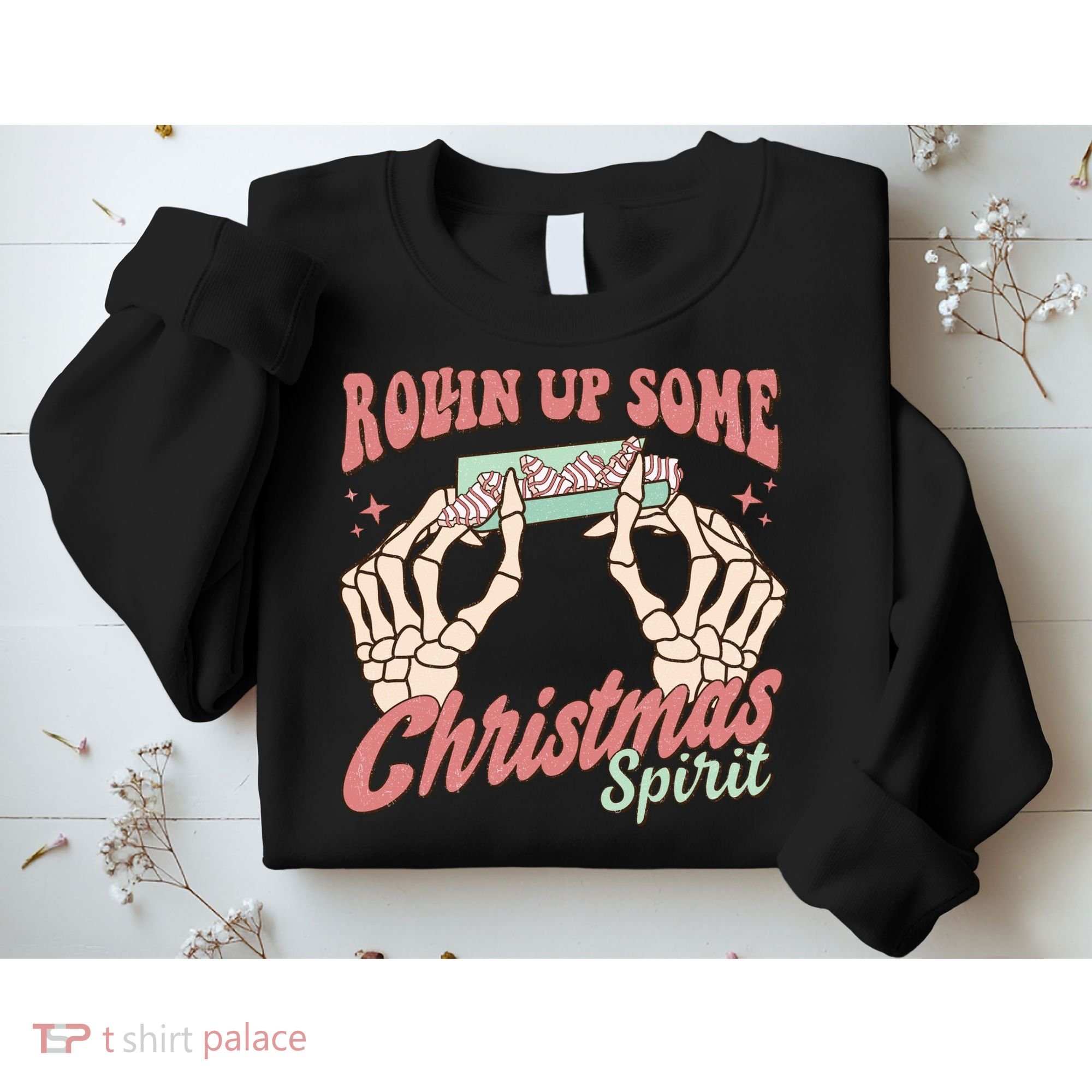 Rollin Up Some Christmas Spirit Funny Marijuana Sweatshirt