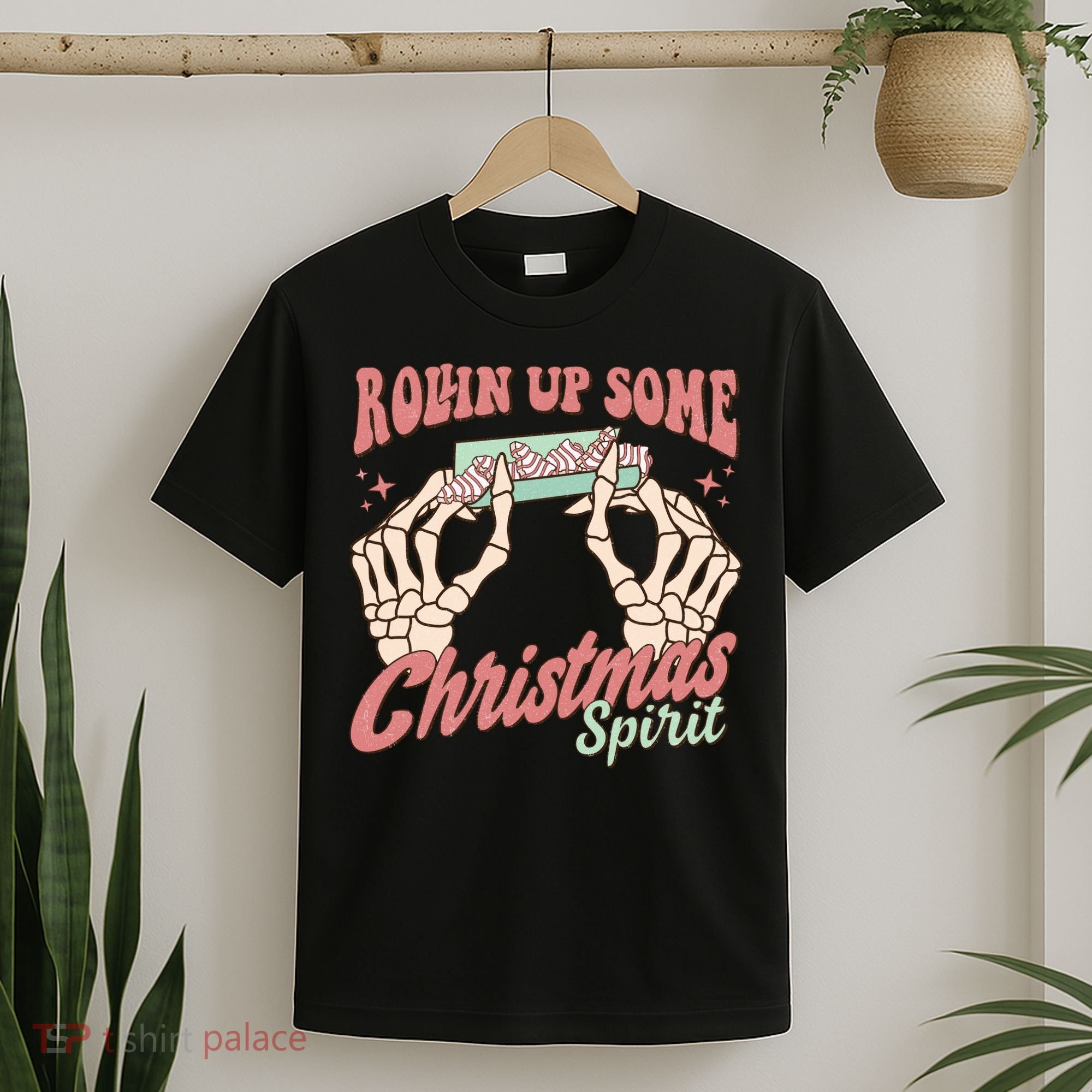 Rollin Up Some Christmas Spirit Funny Marijuana T-Shirt