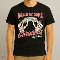 Rollin Up Some Christmas Spirit Funny Marijuana T-Shirt thumb 3