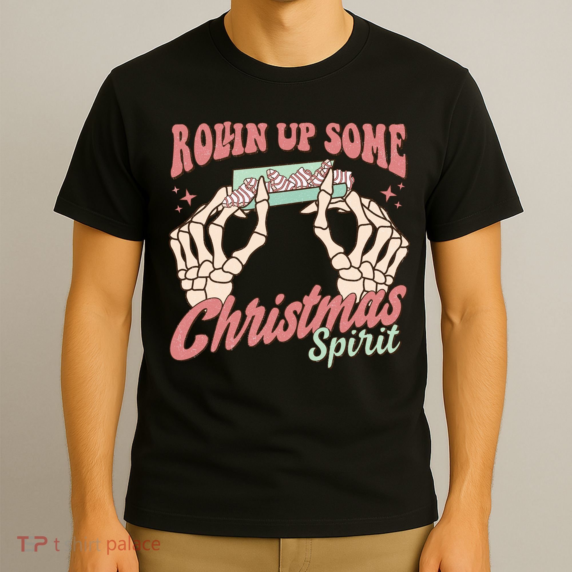 Rollin Up Some Christmas Spirit Funny Marijuana T-Shirt