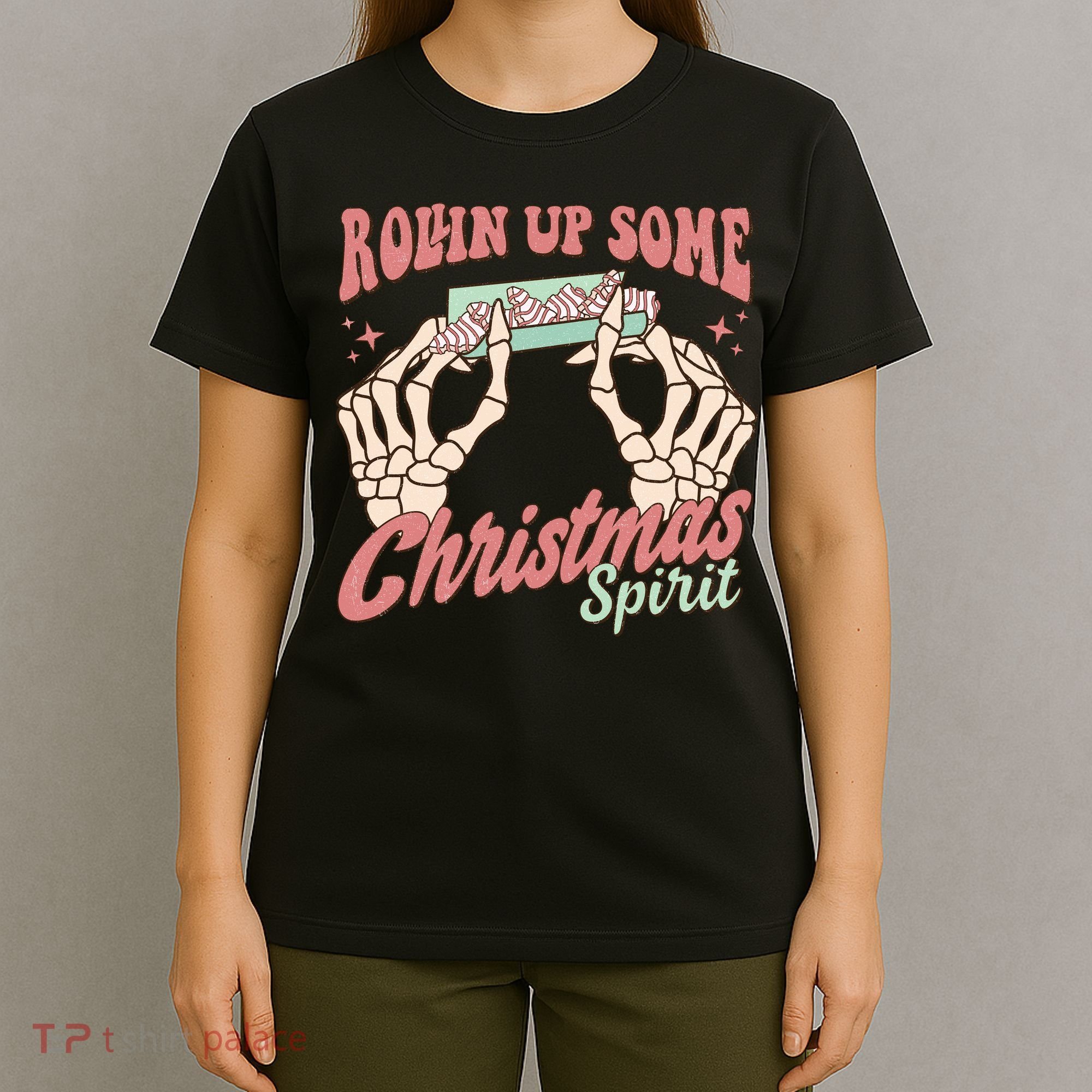 Rollin Up Some Christmas Spirit Funny Marijuana T-Shirt