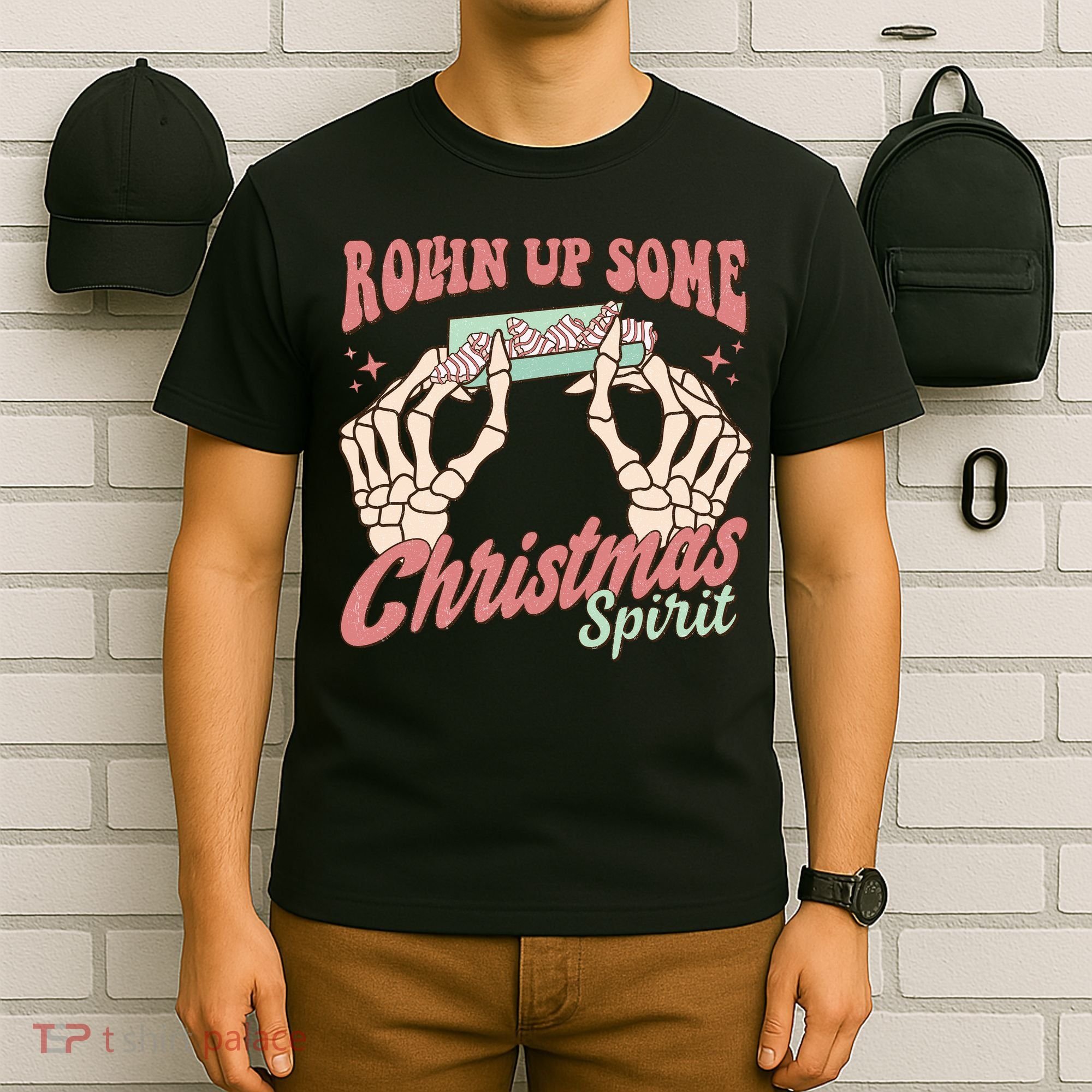 Rollin Up Some Christmas Spirit Funny Marijuana T-Shirt