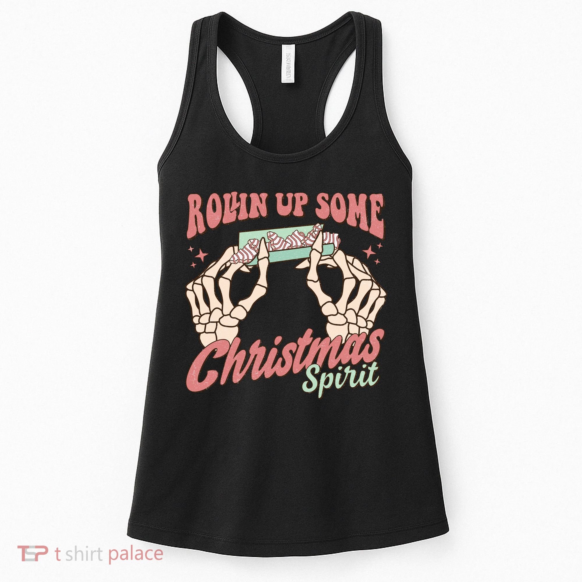 Rollin Up Some Christmas Spirit Funny Marijuana Women's Tank Top