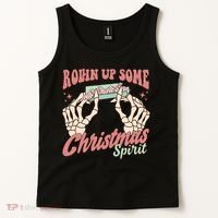 Rollin Up Some Christmas Spirit Funny Marijuana Tank Top thumb 2