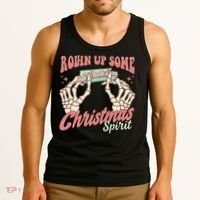 Rollin Up Some Christmas Spirit Funny Marijuana Tank Top thumb 3