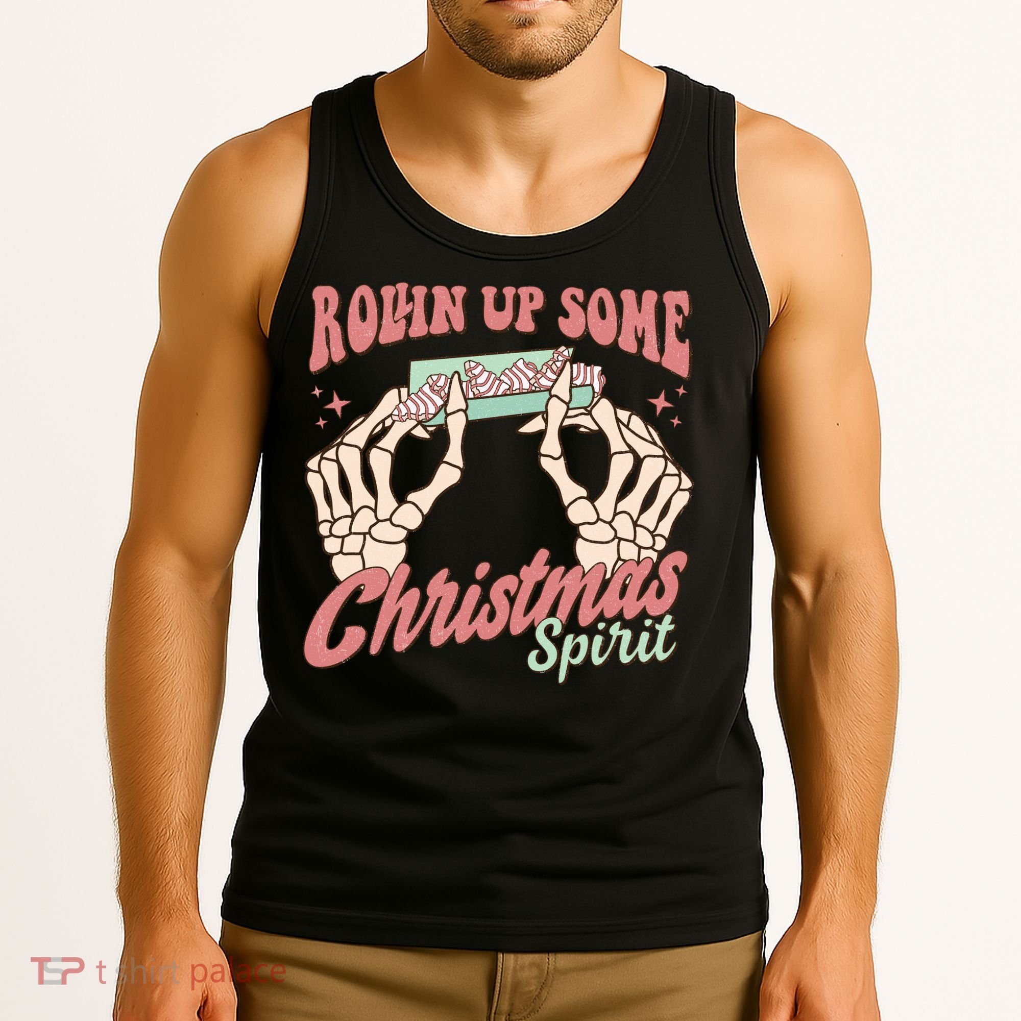 Rollin Up Some Christmas Spirit Funny Marijuana Tank Top