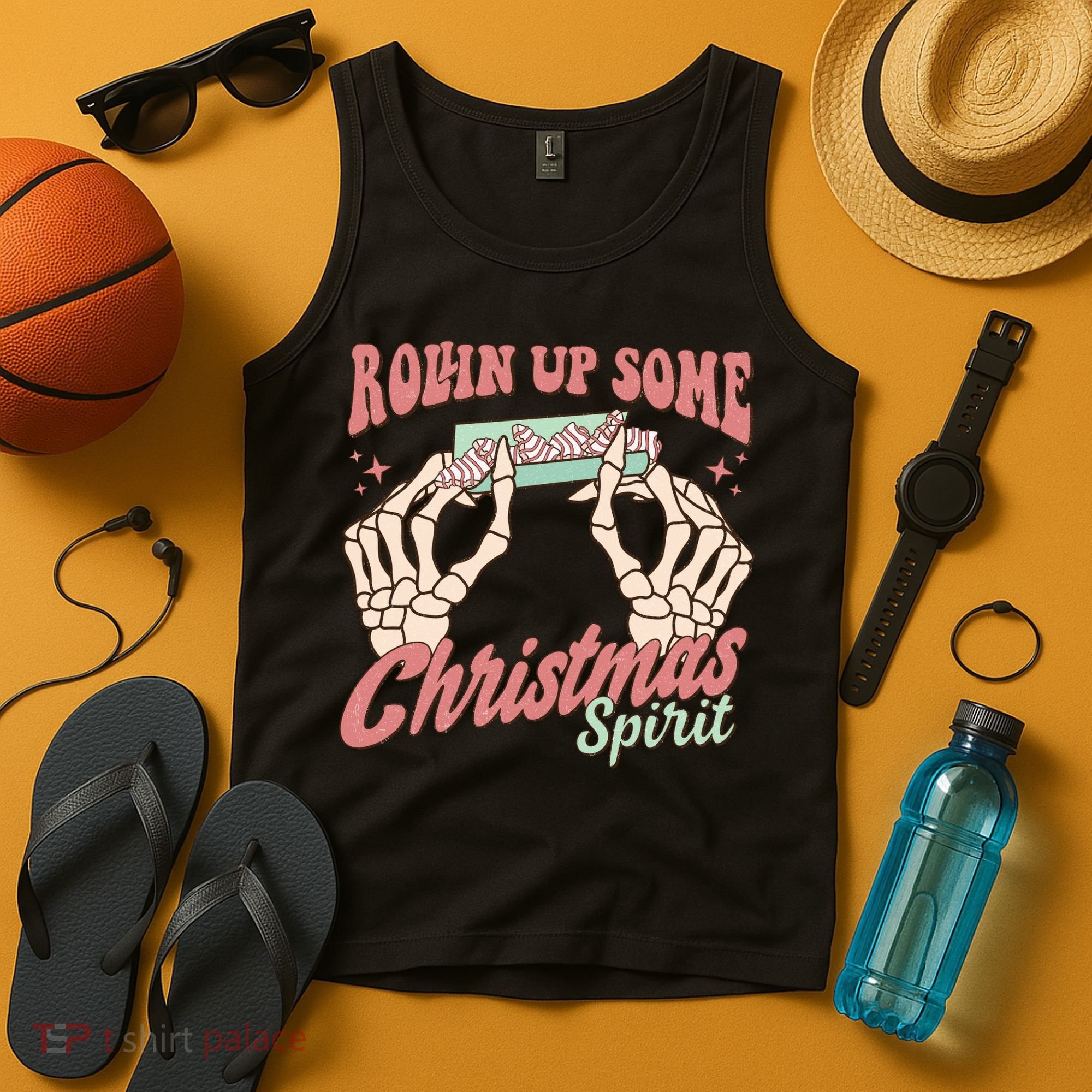 Rollin Up Some Christmas Spirit Funny Marijuana Tank Top