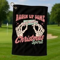 Rollin Up Some Christmas Spirit Funny Marijuana Golf Towel thumb 1