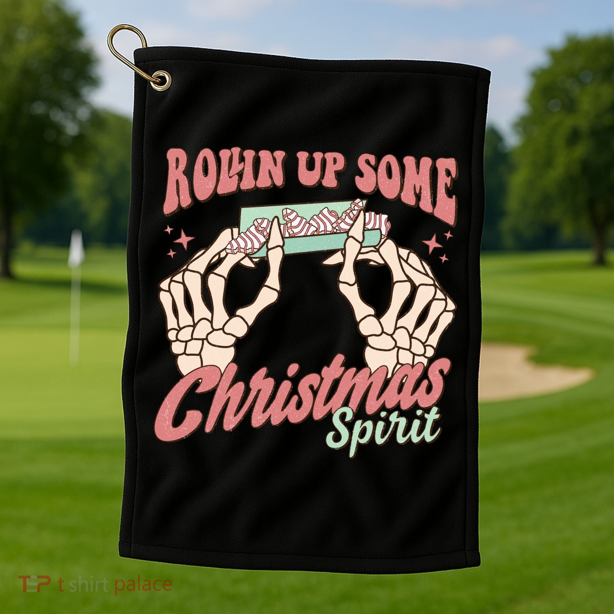 Rollin Up Some Christmas Spirit Funny Marijuana Golf Towel