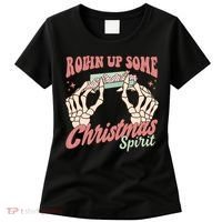 Rollin Up Some Christmas Spirit Funny Marijuana Women's T-Shirt thumb 0