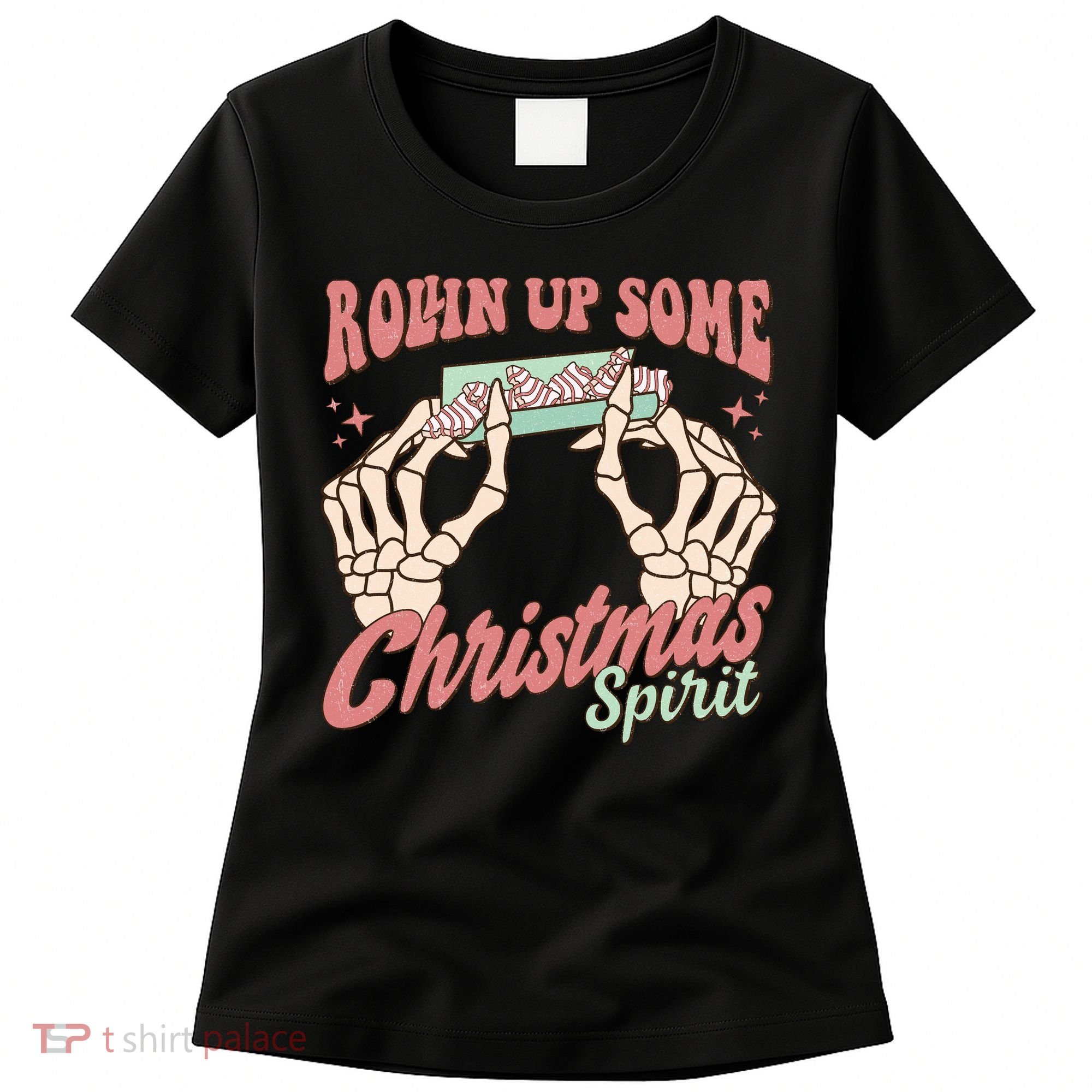 Rollin Up Some Christmas Spirit Funny Marijuana Women's T-Shirt