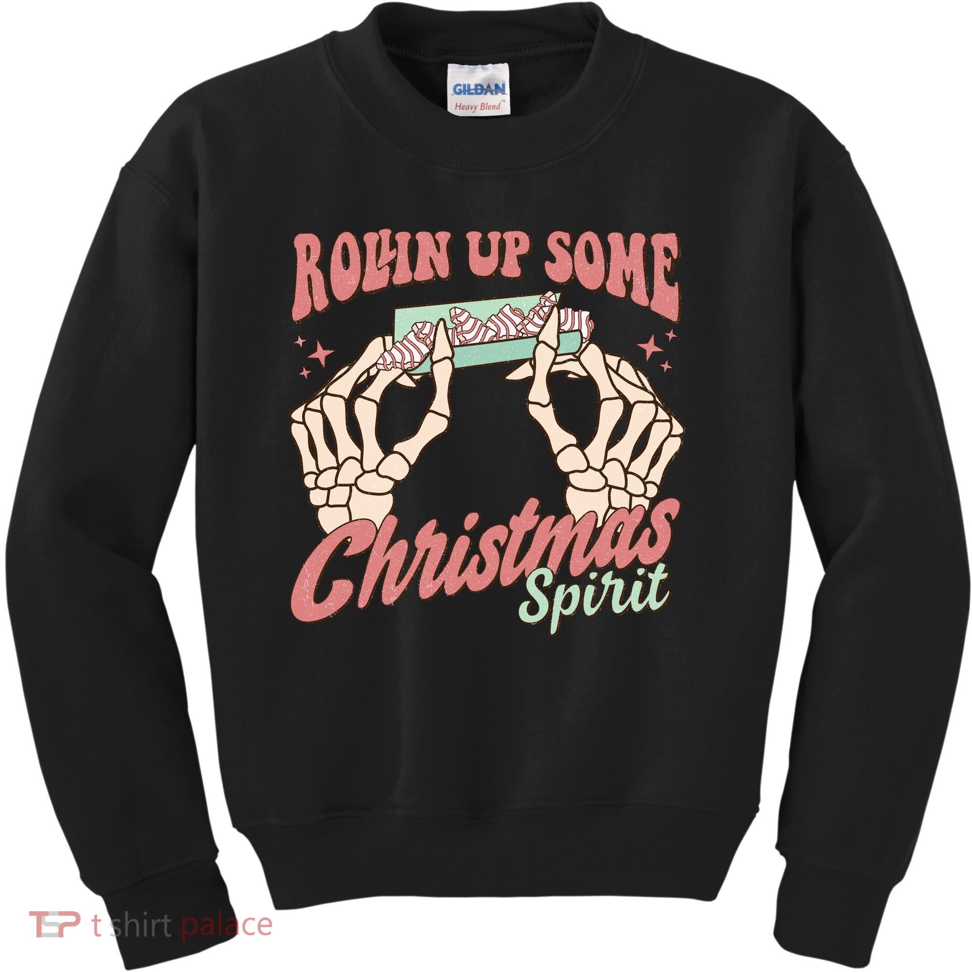 Rollin Up Some Christmas Spirit Funny Marijuana Kids Sweatshirt