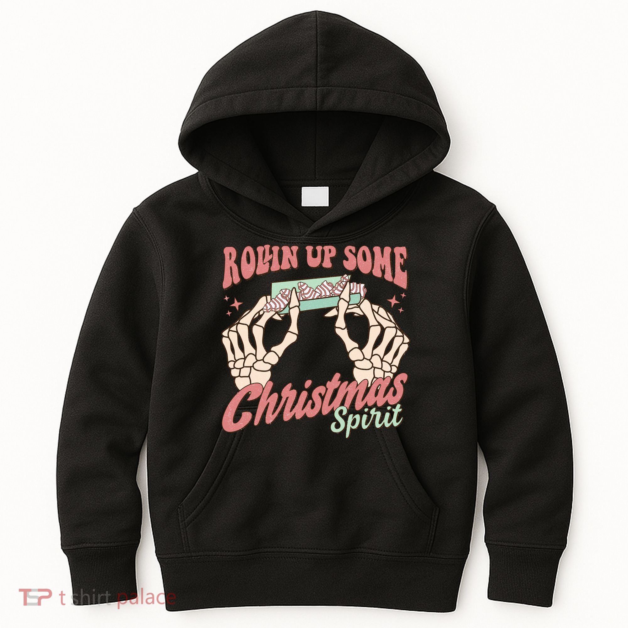 Rollin Up Some Christmas Spirit Funny Marijuana Kids Hoodie