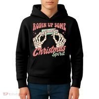 Rollin Up Some Christmas Spirit Funny Marijuana Kids Hoodie thumb 4