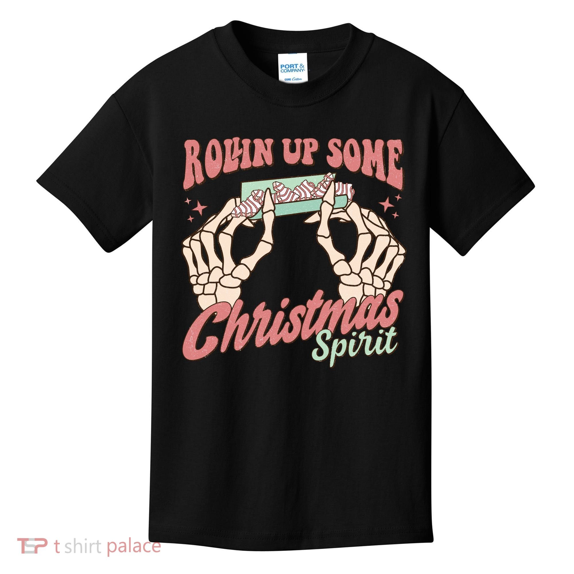 Rollin Up Some Christmas Spirit Funny Marijuana Kids T-Shirt