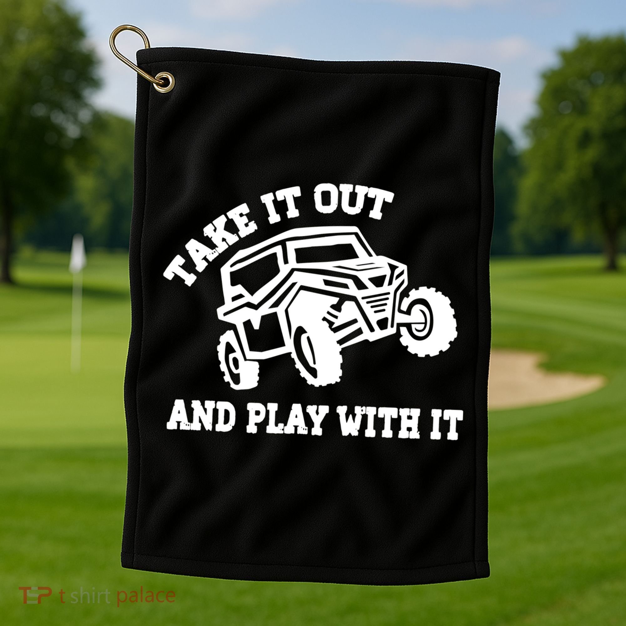 Retro Utv Take It Out Play With It Offroad Sxs Usa Flag Gift Golf Towel
